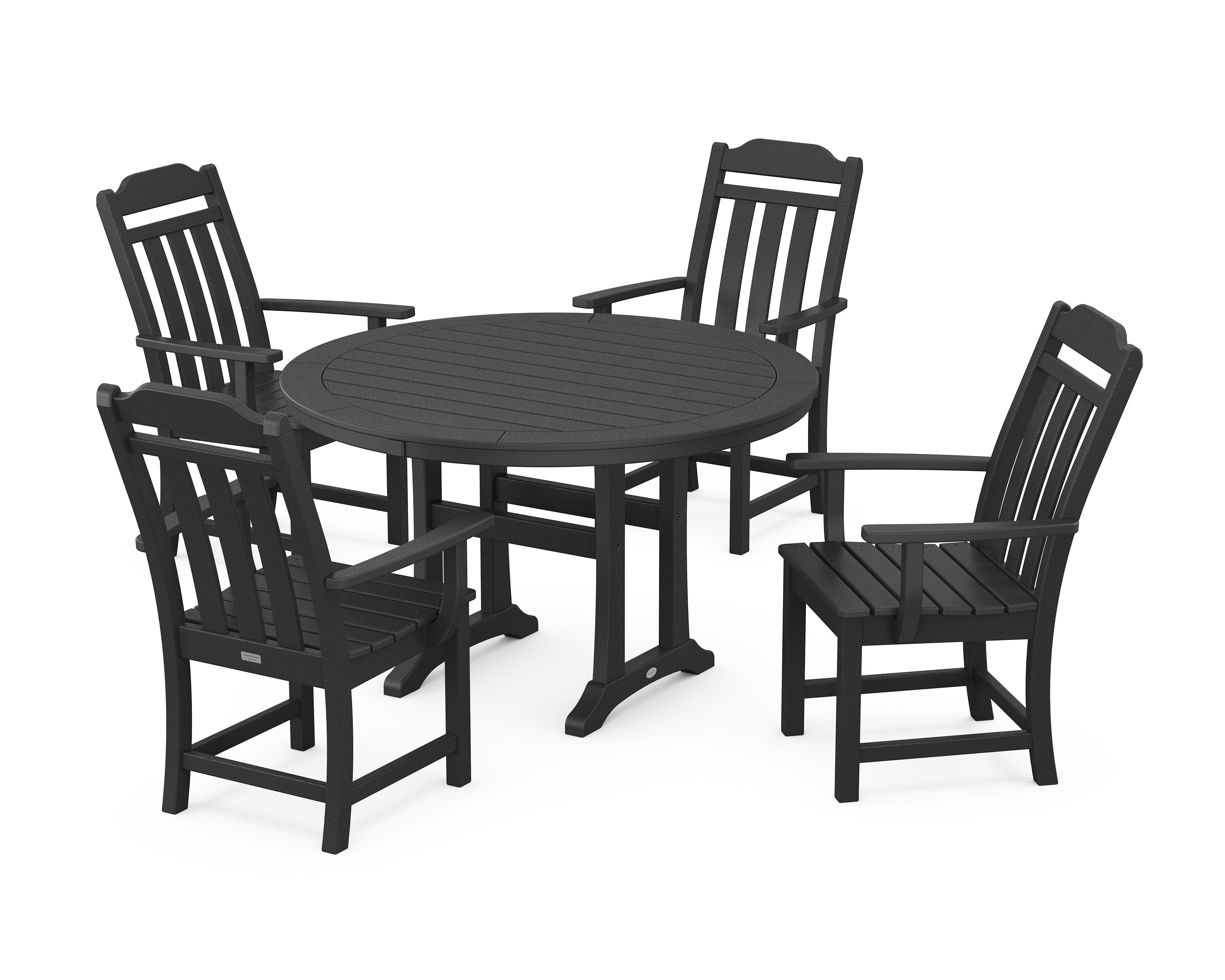 Cottage 5-Piece Round Dining Set with Trestle Legs in Black