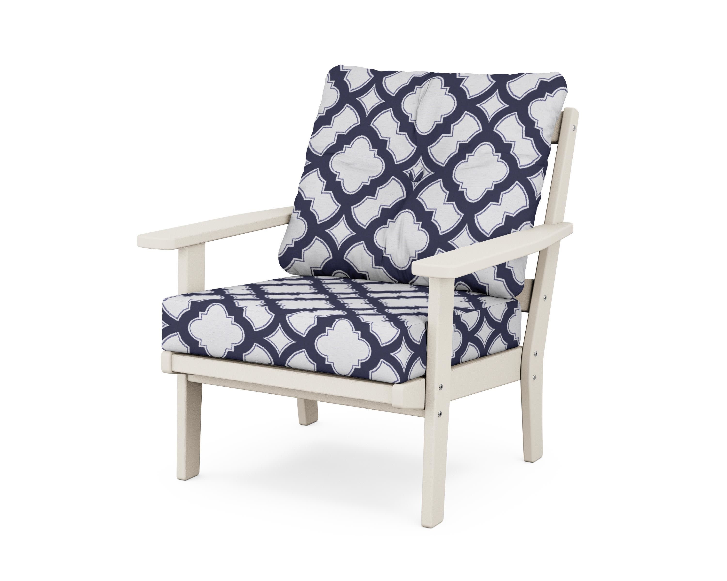 Prairie Deep Seating Chair in Sand / Trellis Navy