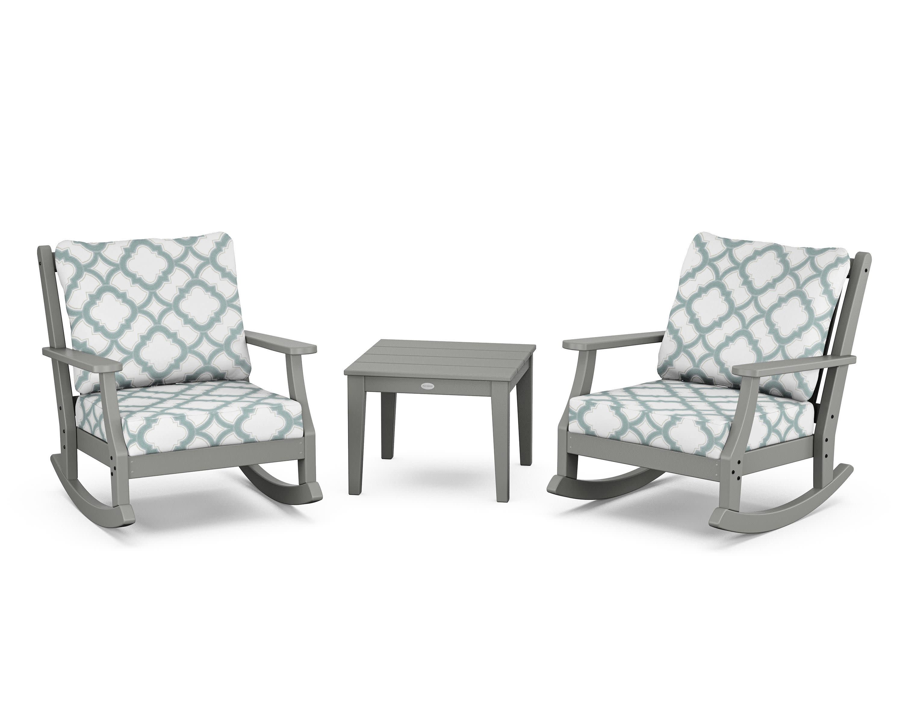Wovendale 3-Piece Deep Seating Rocker Set in Slate Grey / Trellis Glacier Spa