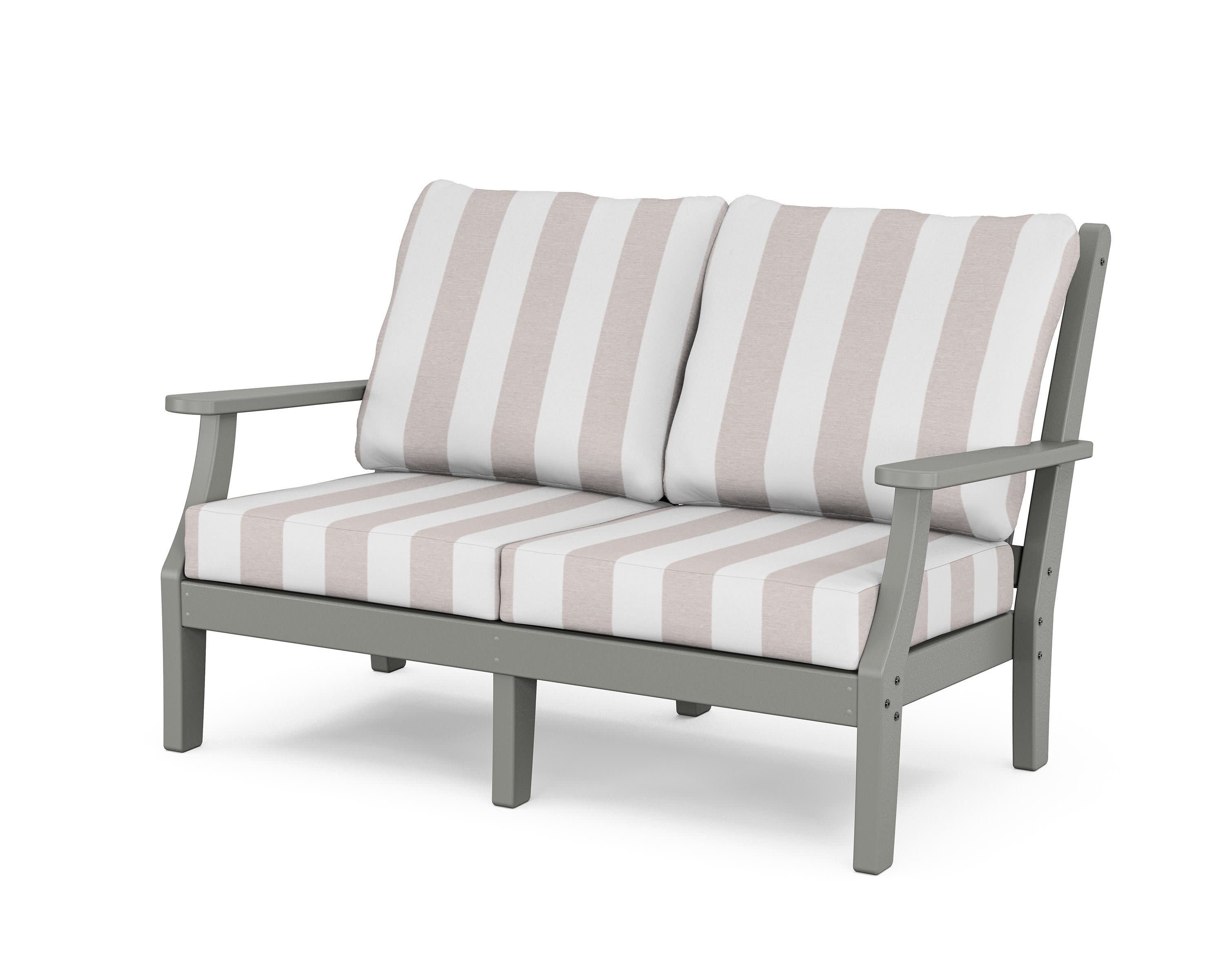 Wovendale Deep Seating Loveseat in Slate Grey / Cabana Stripe Dune Burlap