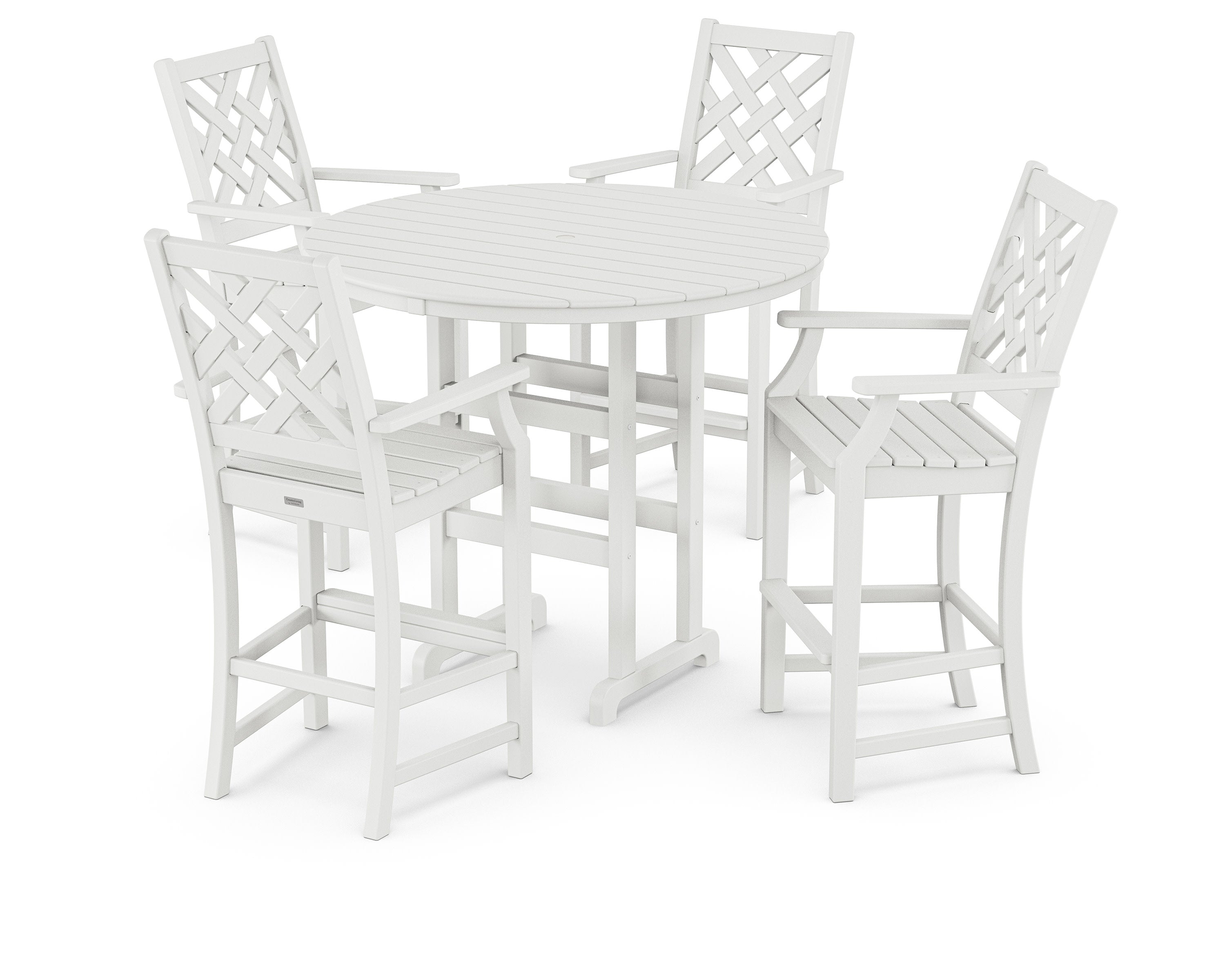 Wovendale 5-Piece Round Farmhouse Bar Set in White