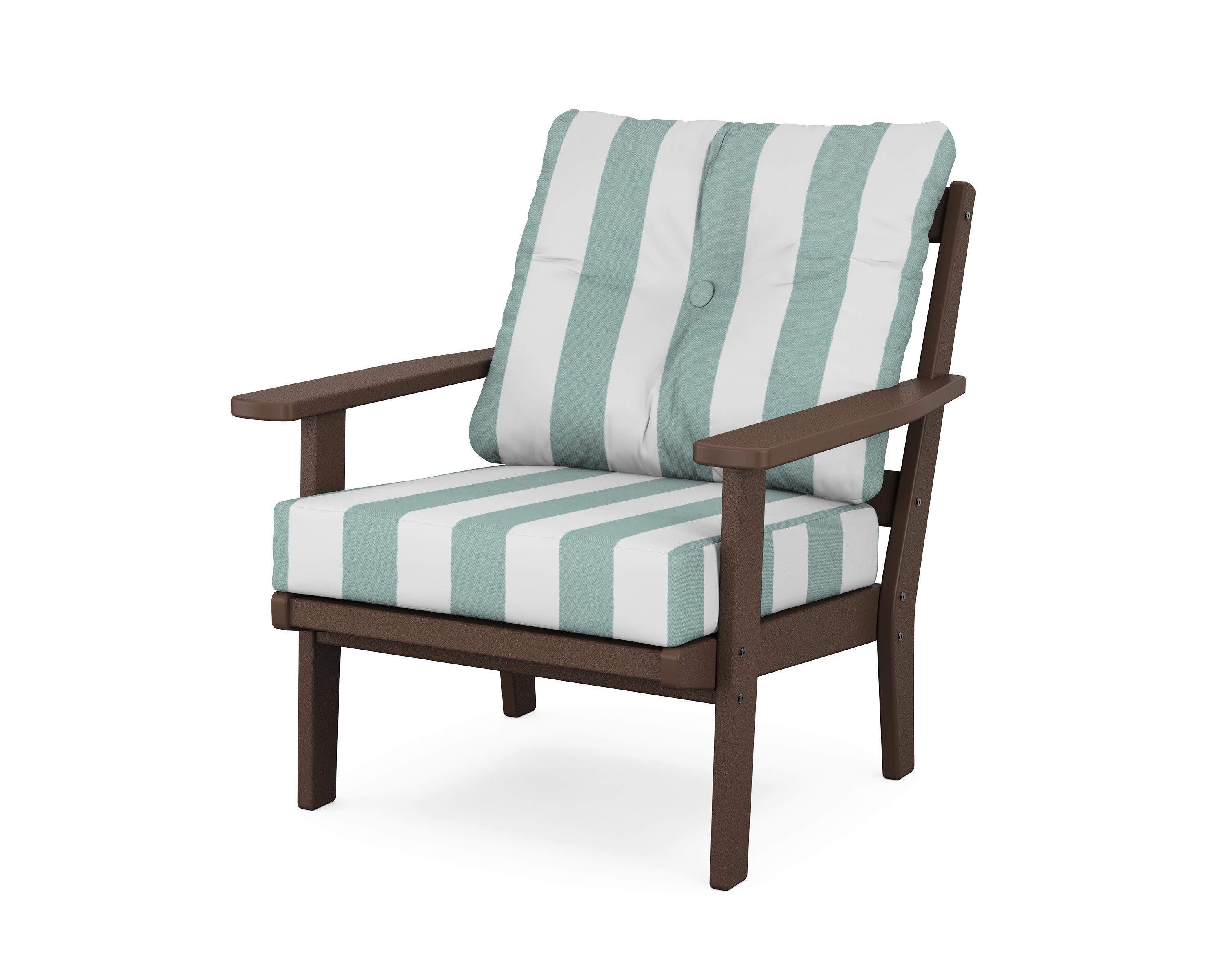 Prairie Deep Seating Chair in Mahogany / Cabana Stripe Glacier Spa