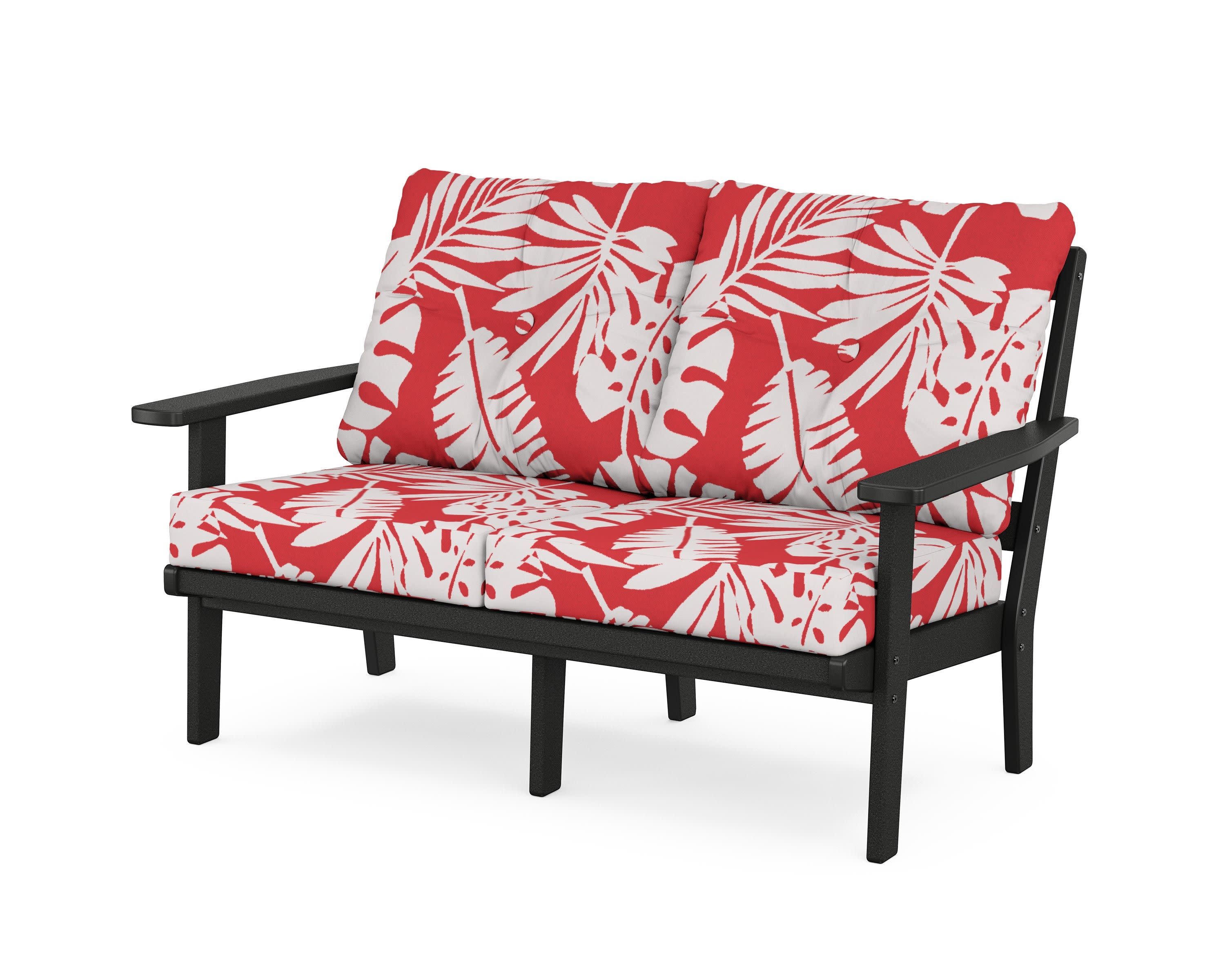 Prairie Deep SeatingLoveseat in Black / Leaf Crimson
