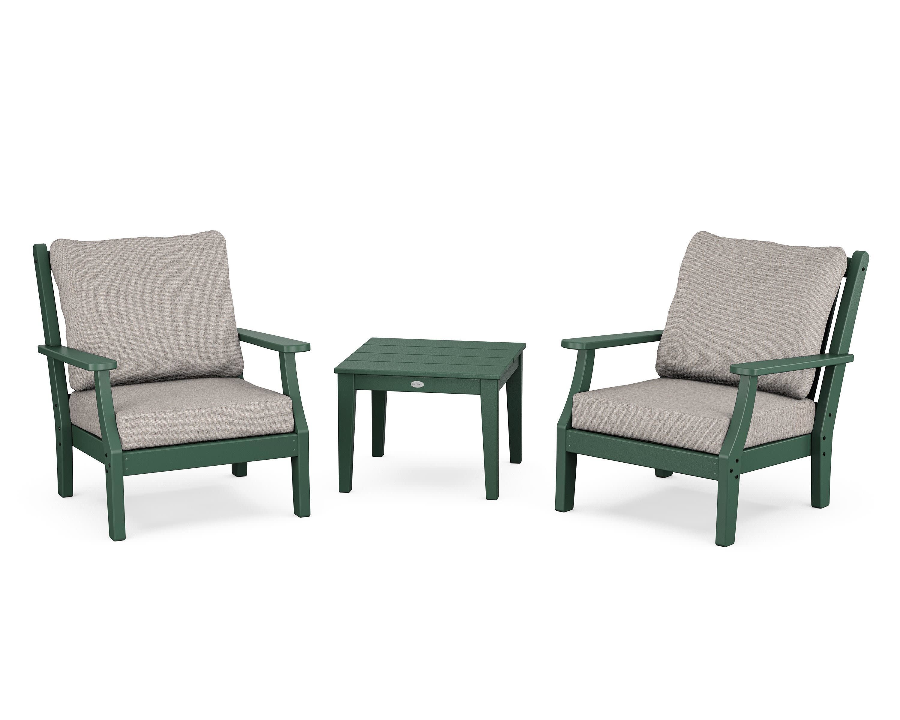 Wovendale 3-Piece Deep Seating Set in Green / Weathered Tweed