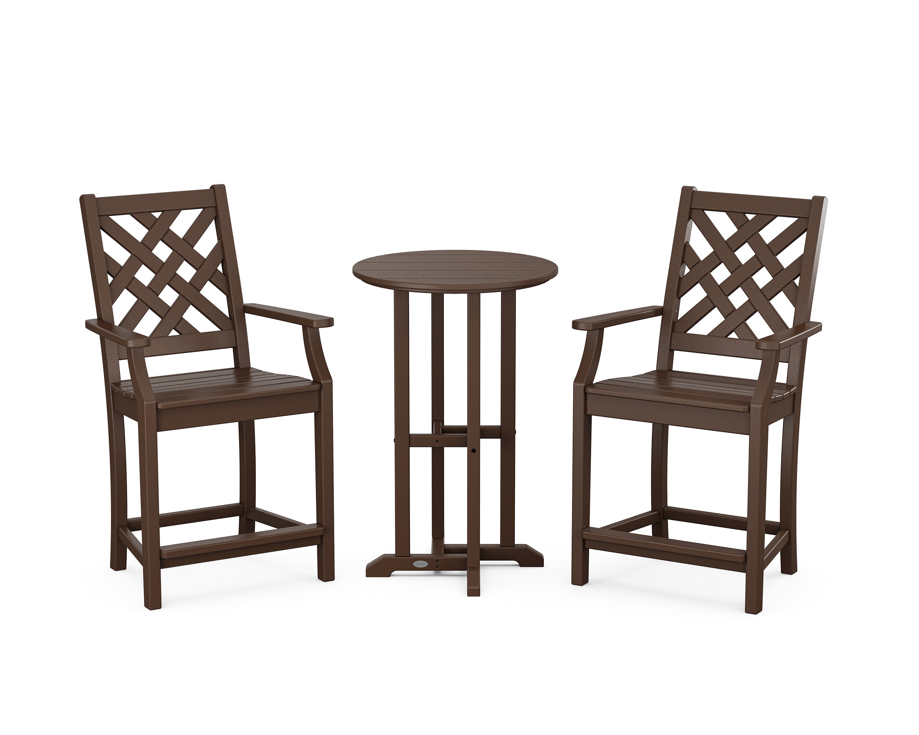 Wovendale 3-Piece Farmhouse Bistro Counter Set in Mahogany