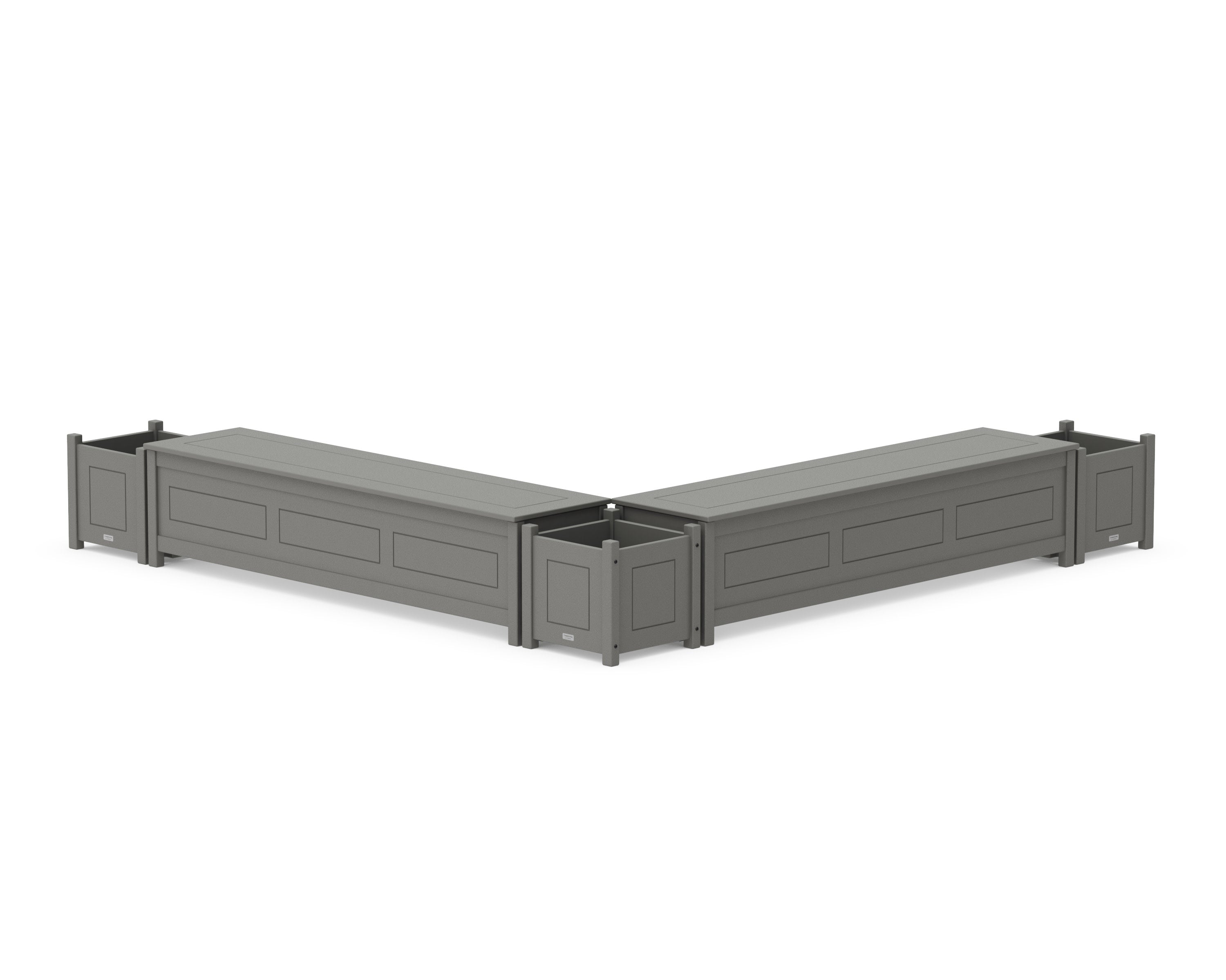 72" Country Living L- Shaped Planter Storage Bench Corner Set in Slate Grey