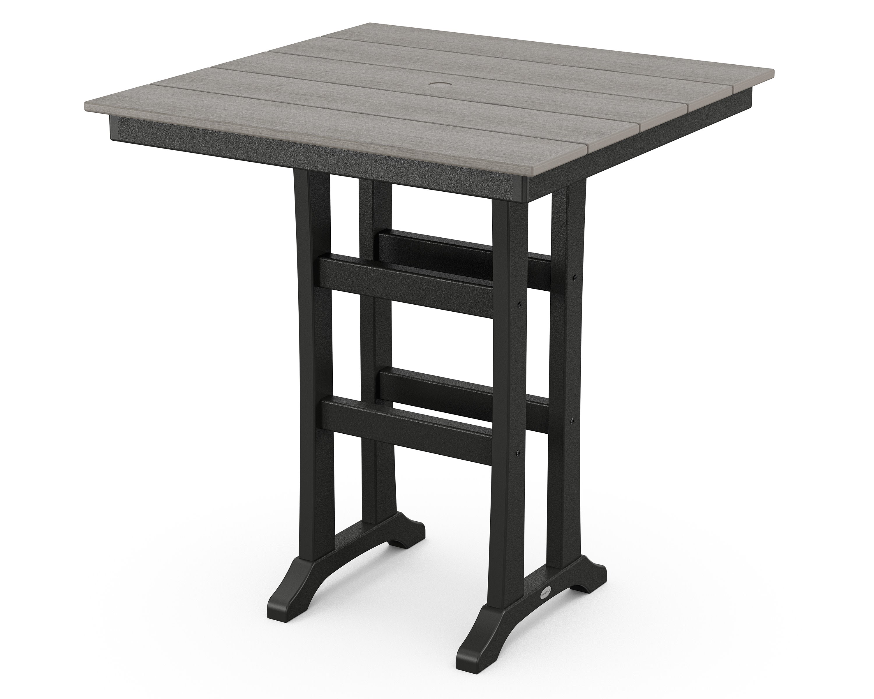 Farmhouse Trestle 37" Bar Table in Black / Driftwood
