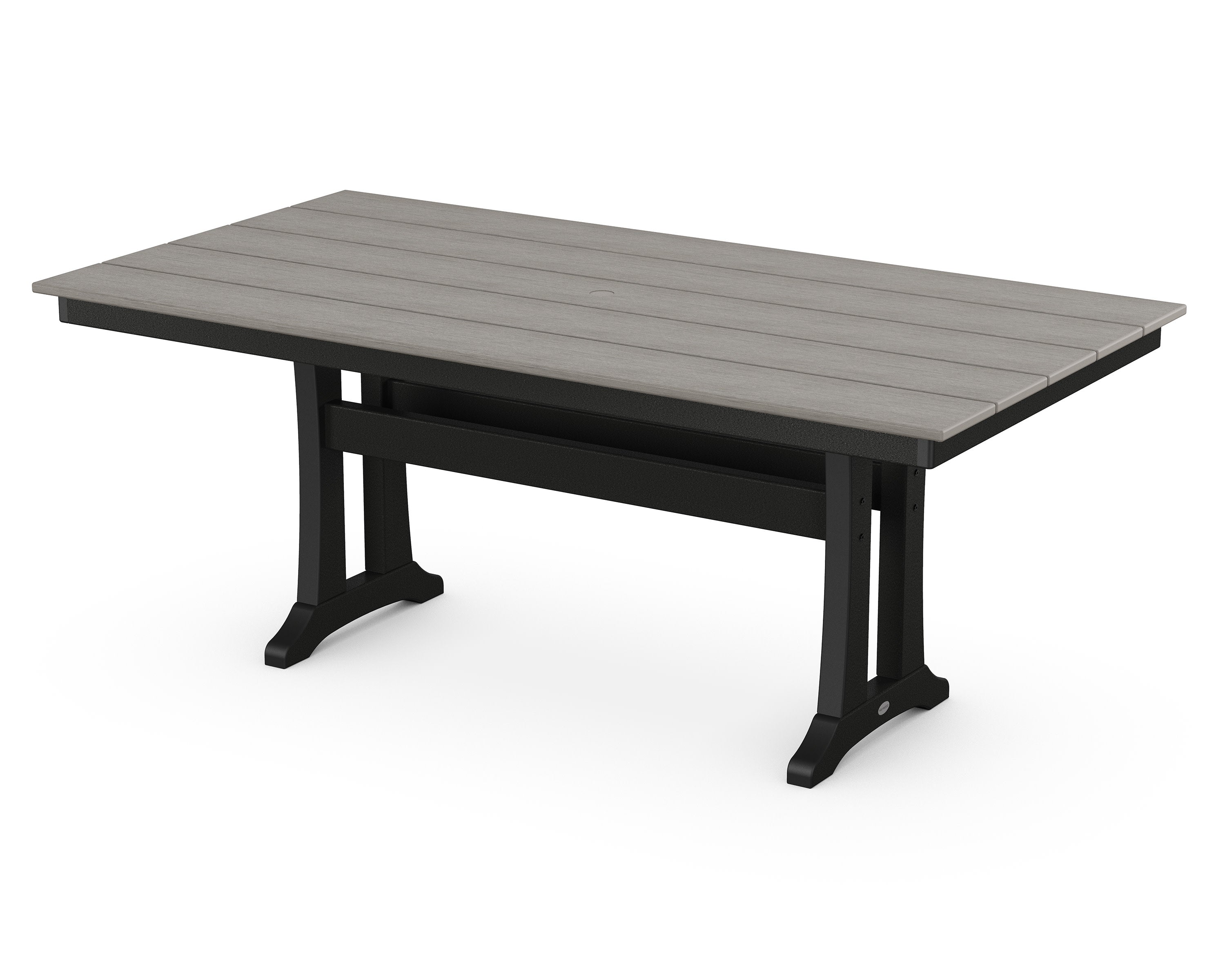 Farmhouse Trestle 37" x 72" Dining Table in Black / Driftwood