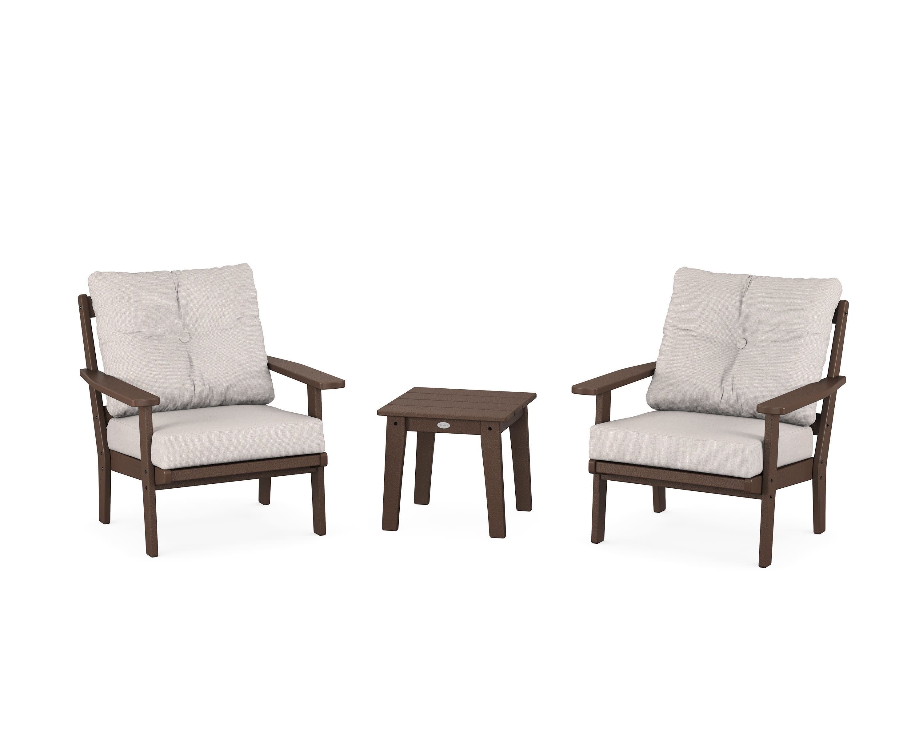 Prairie 3-Piece Deep Seating Set in Mahogany / Dune Burlap
