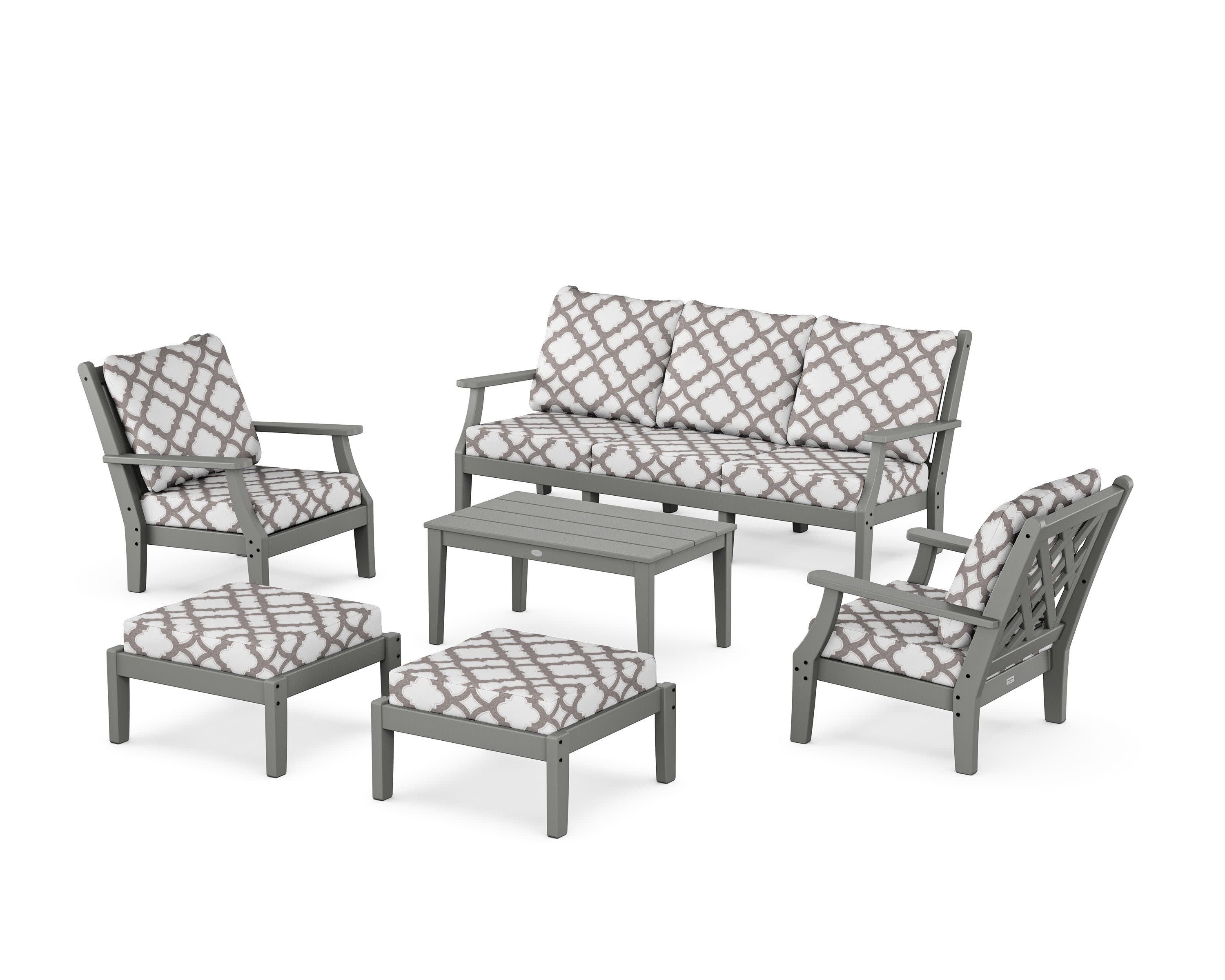 Wovendale 6-Piece Lounge Sofa Set in Slate Grey / Trellis Grey Mist