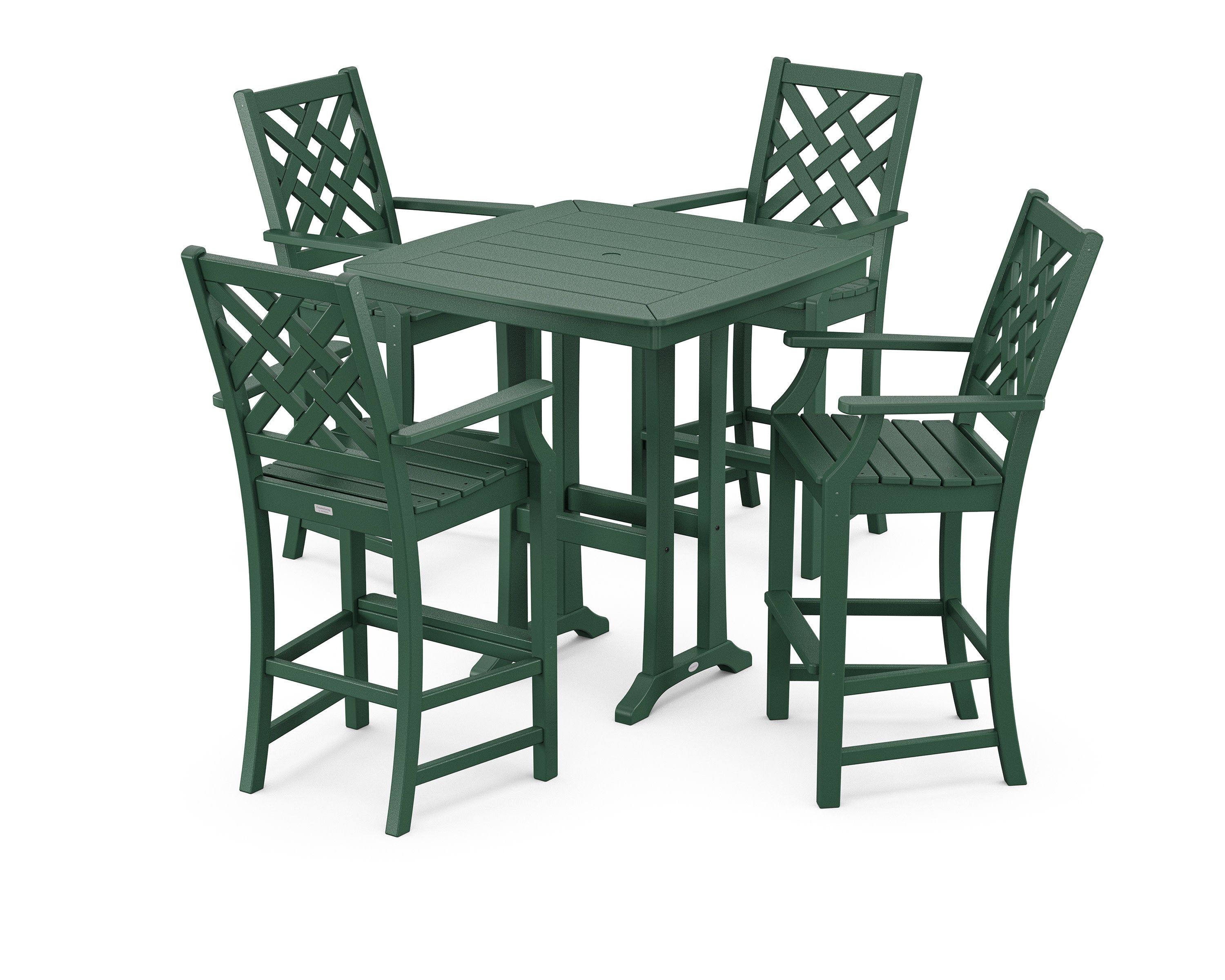 Wovendale 5-Piece Bar Set with Trestle Legs in Green