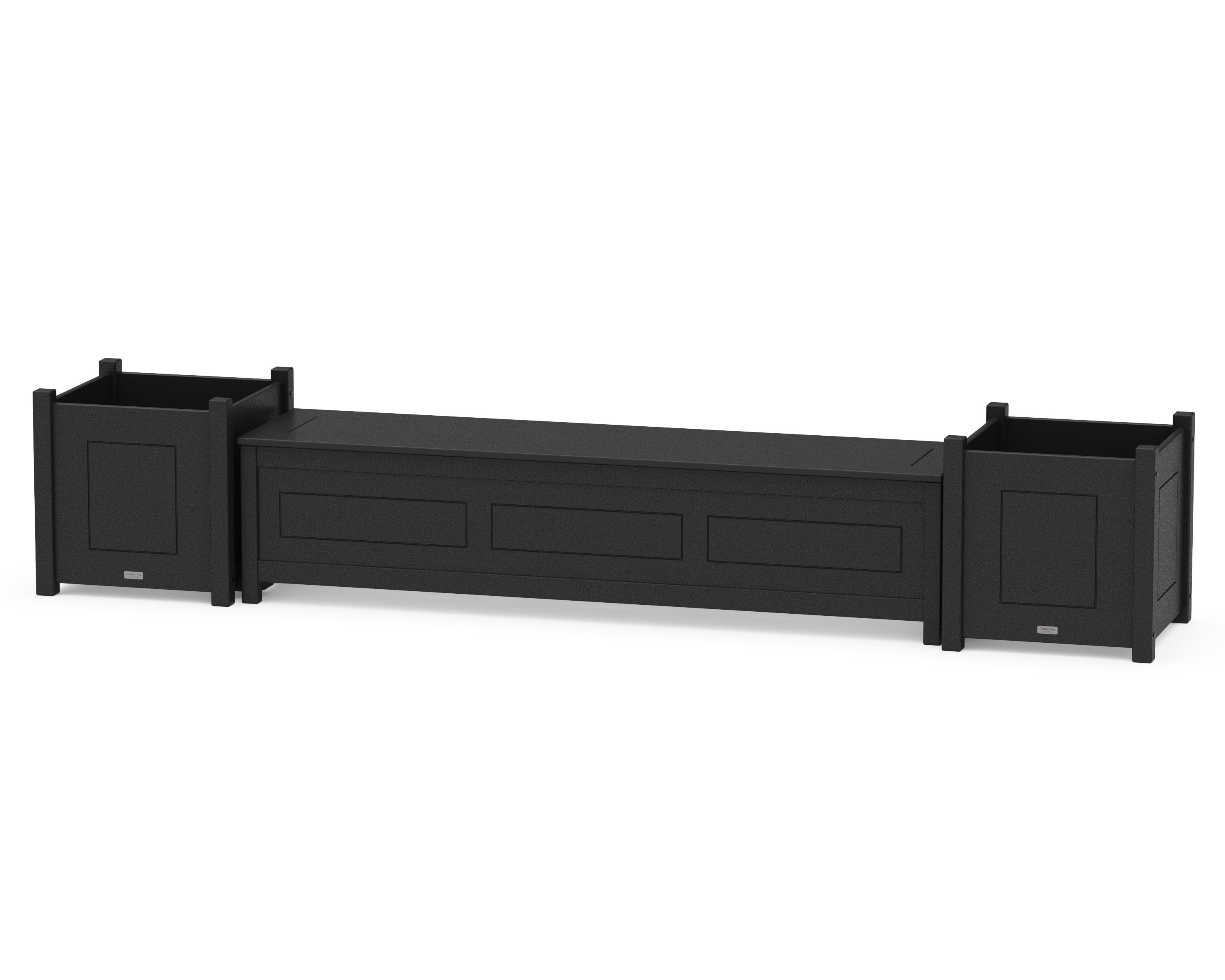 72" Country Living Straight Planter Storage Bench Set- Large in Black
