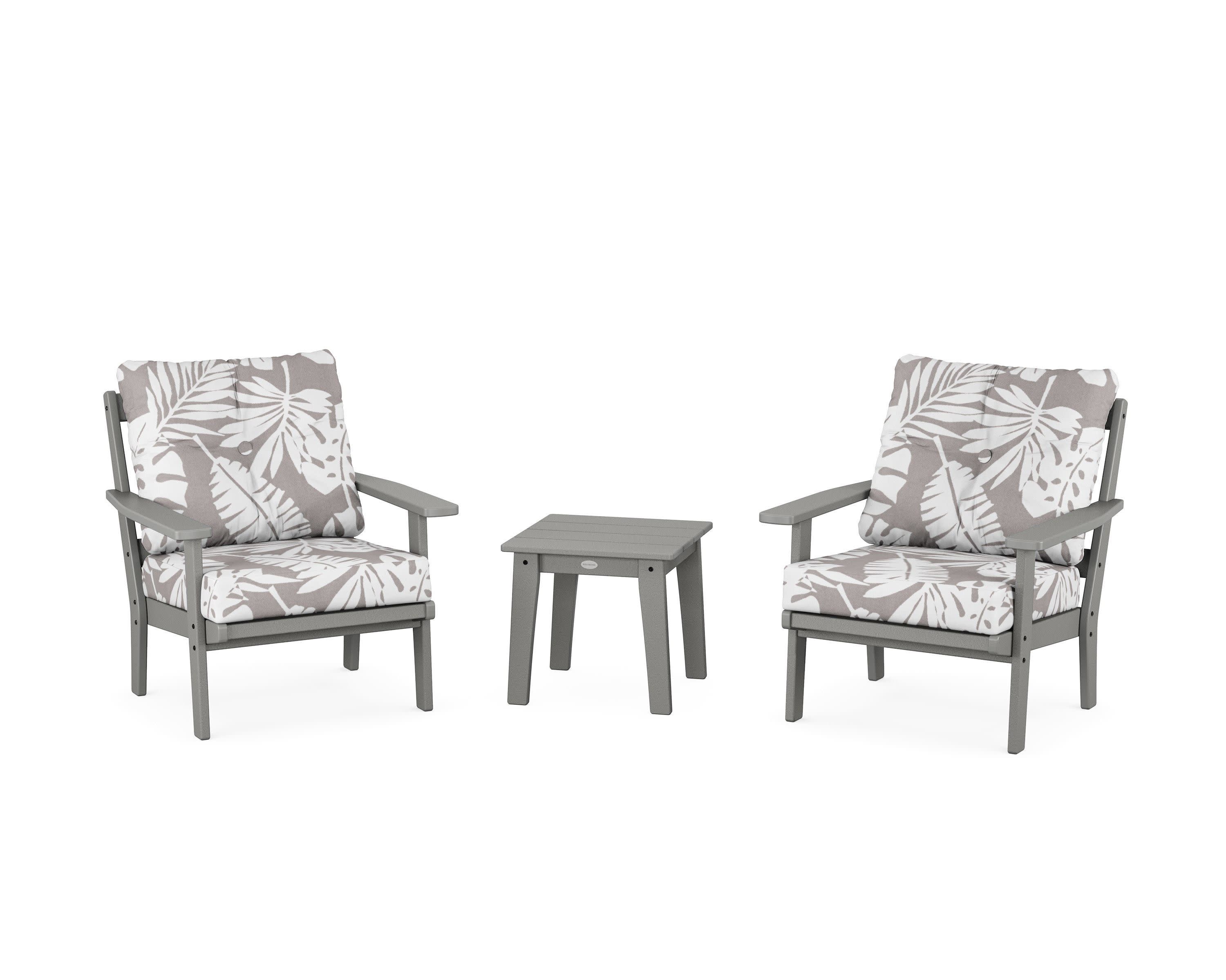 Prairie 3-Piece Deep Seating Set in Slate Grey / Leaf Grey Mist