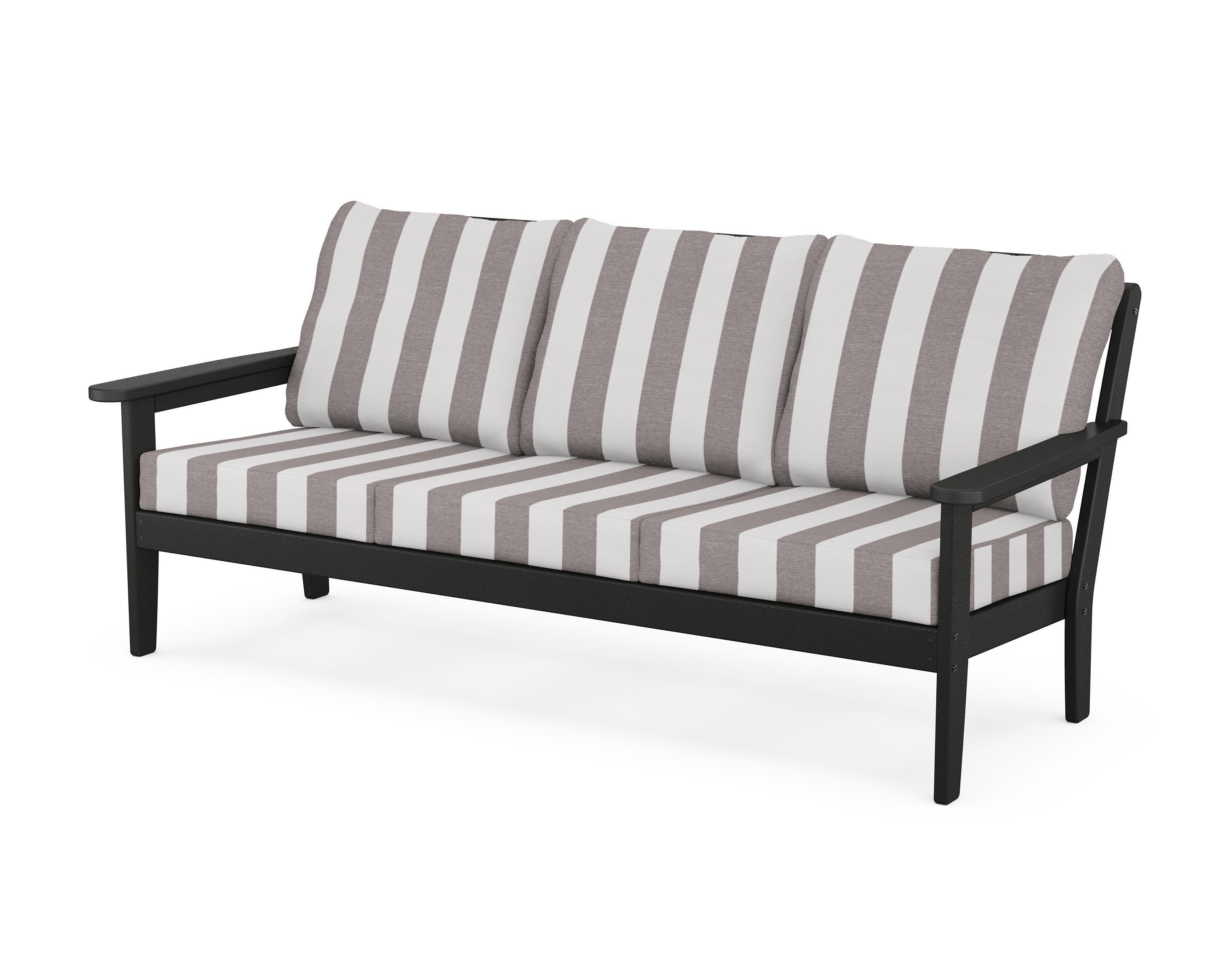 Cottage Deep Seating Sofa in Black / Cabana Stripe Grey Mist