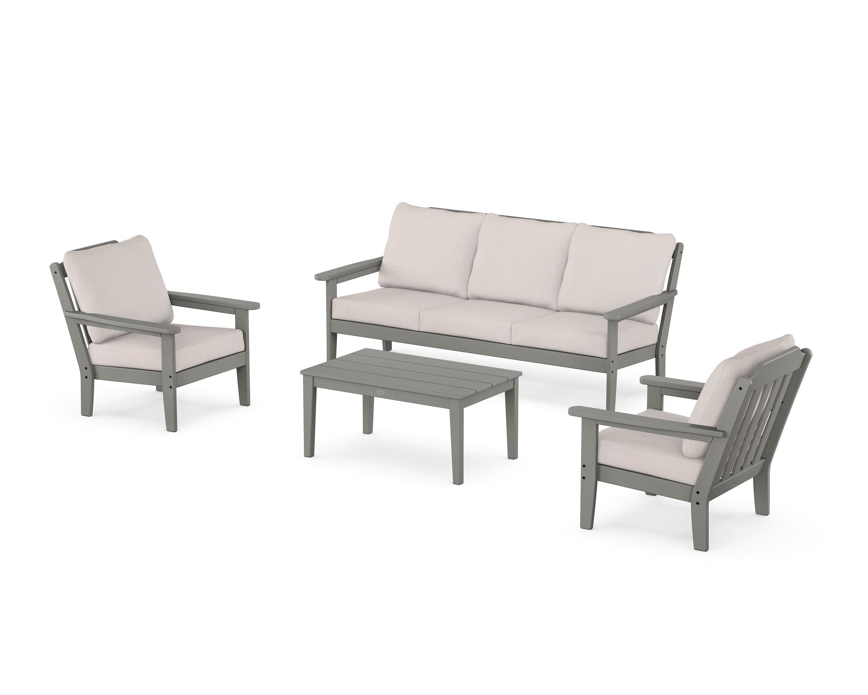 Cottage 4-Piece Deep Seating Set with Sofa in Slate Grey / Dune Burlap