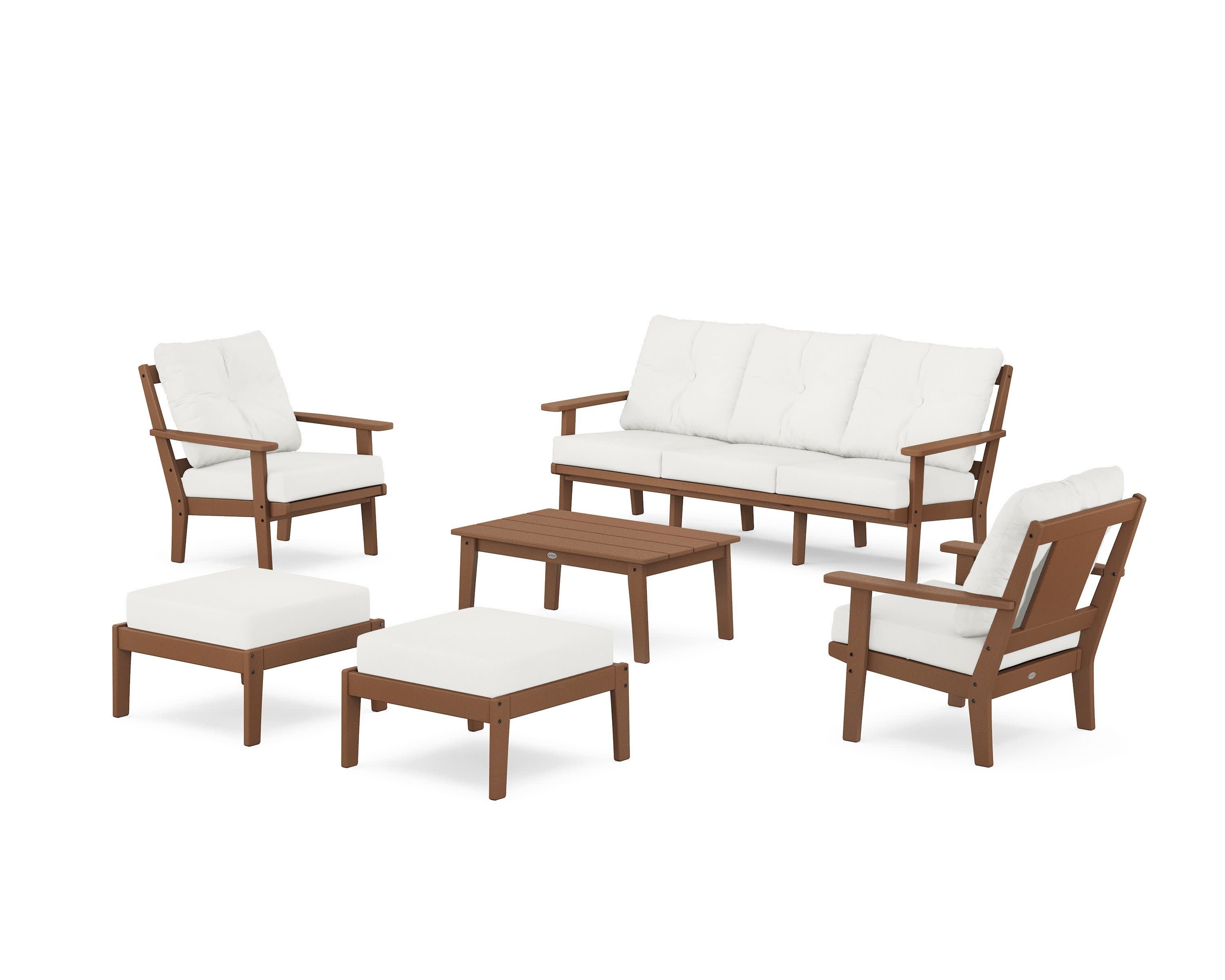 Prairie 6-Piece Lounge Sofa Set in Teak / Natural Linen