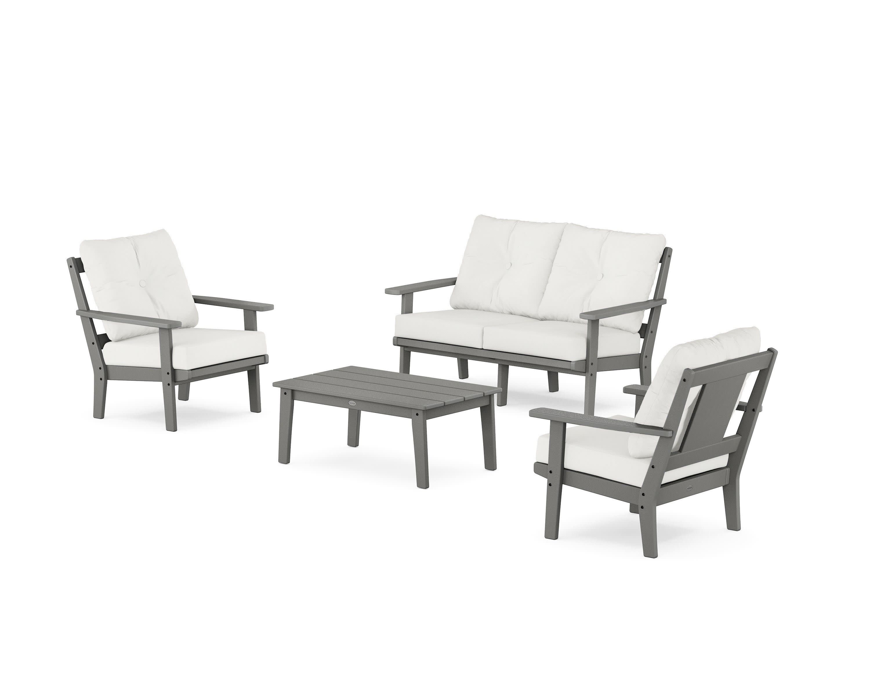 Prairie 4-Piece Deep Seating Set with Loveseat in Slate Grey / Natural Linen
