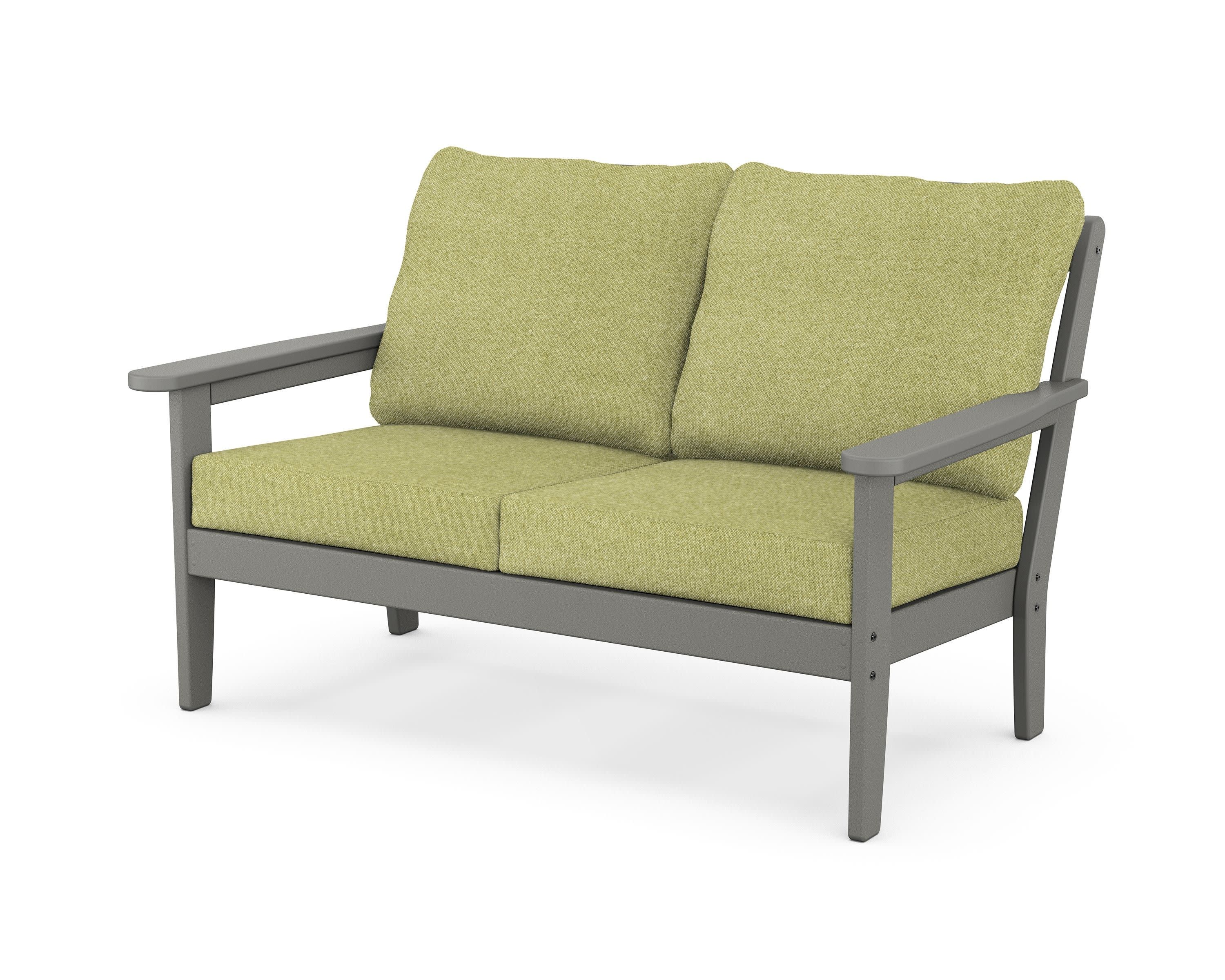 Cottage Deep Seating Loveseat in Slate Grey / Chartreuse Boucle