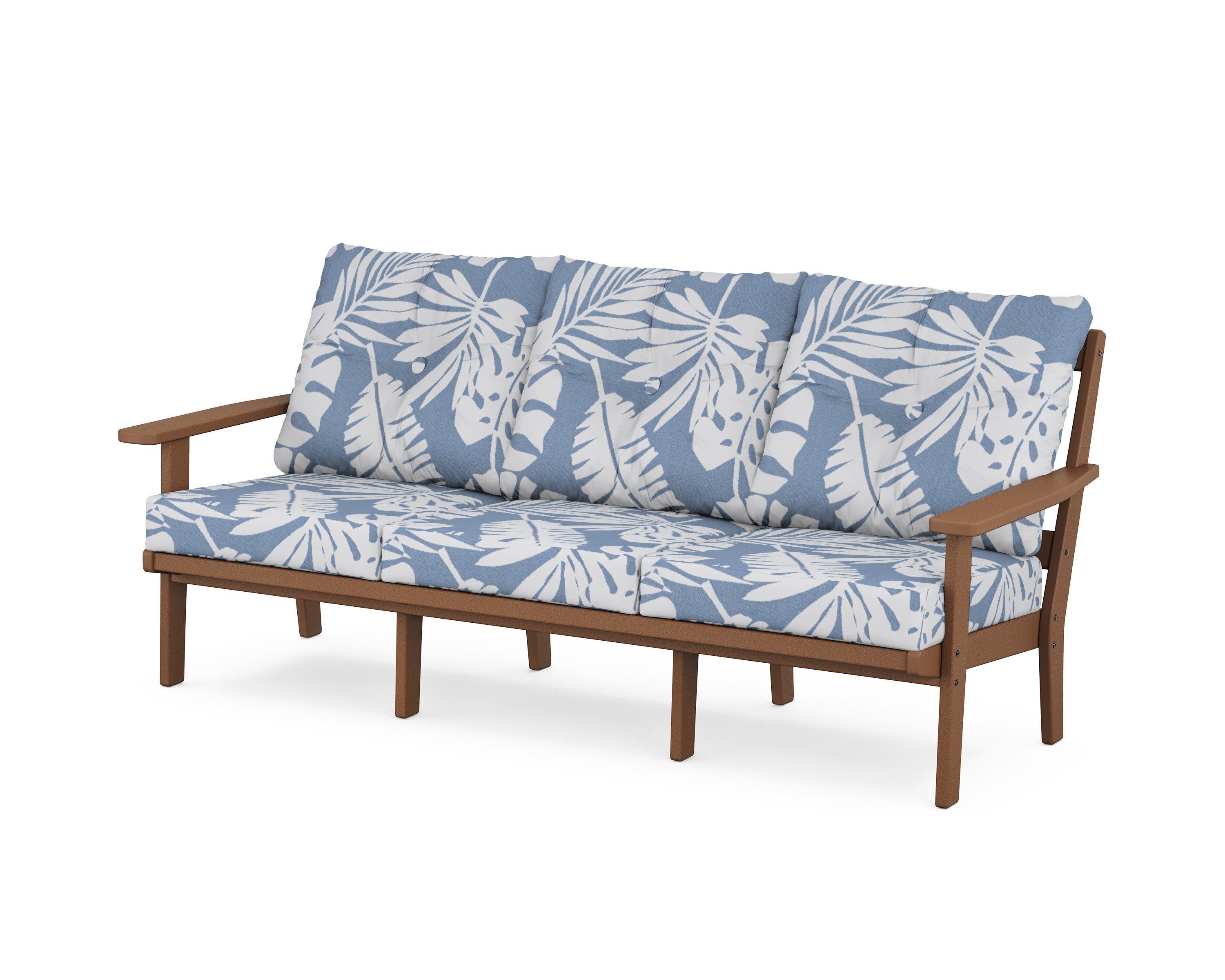 PrairieDeep Seating Sofa in Teak / Leaf Sky Blue