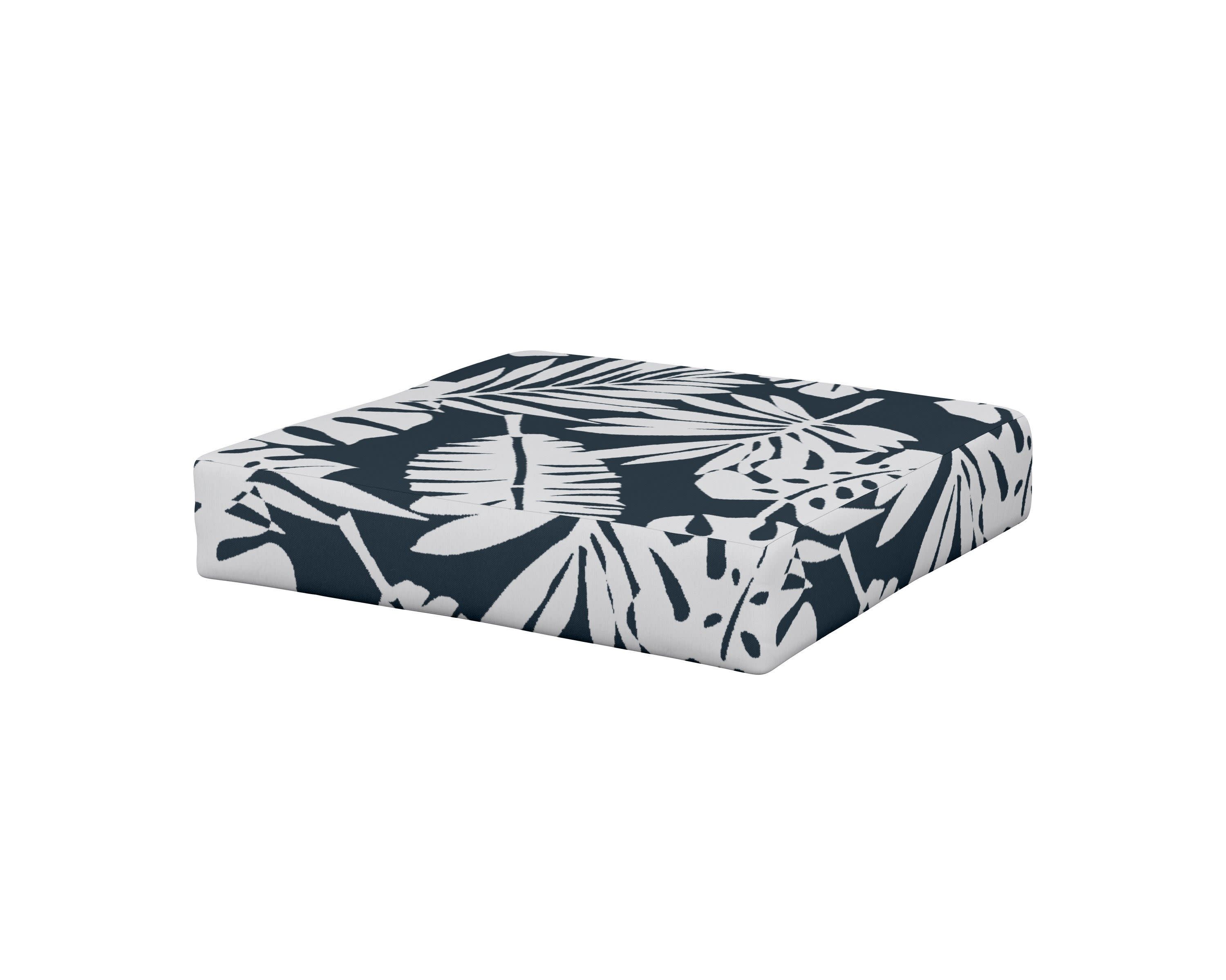 Vineyard Ottoman Cushion in Leaf Marine Indigo