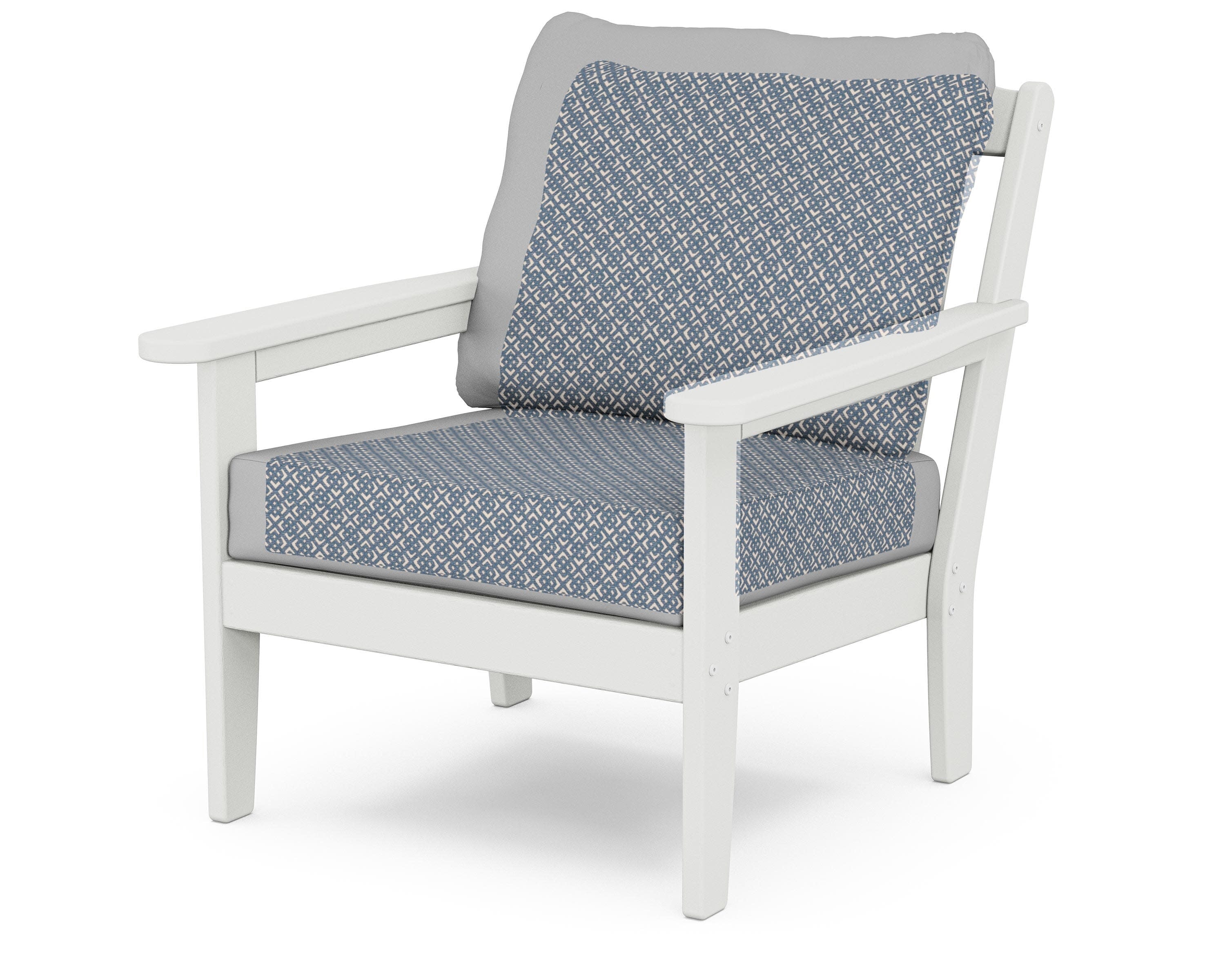 Cottage Deep Seating Chair in White / Hopscotch