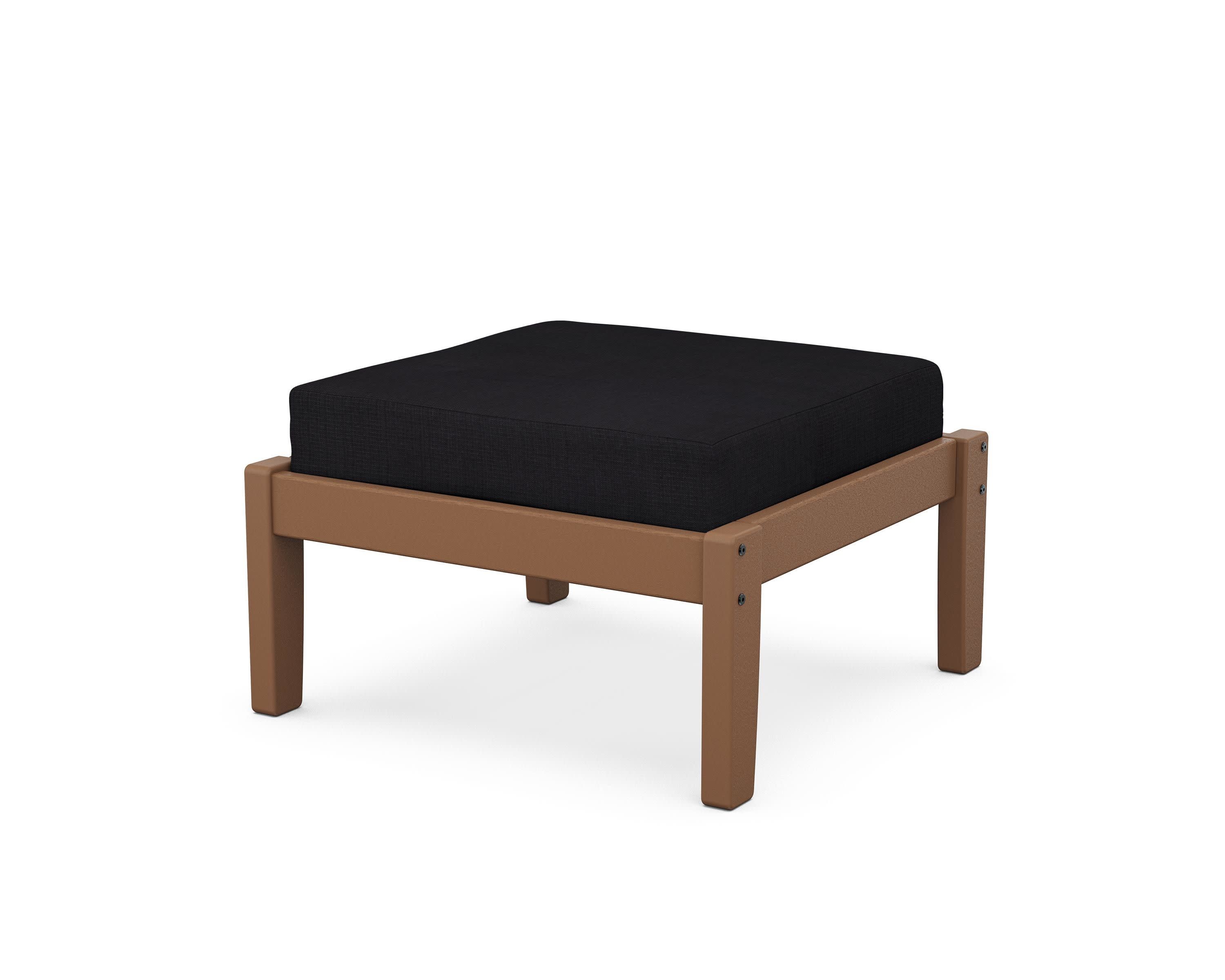 Deep Seating Ottoman in Teak / Midnight Linen