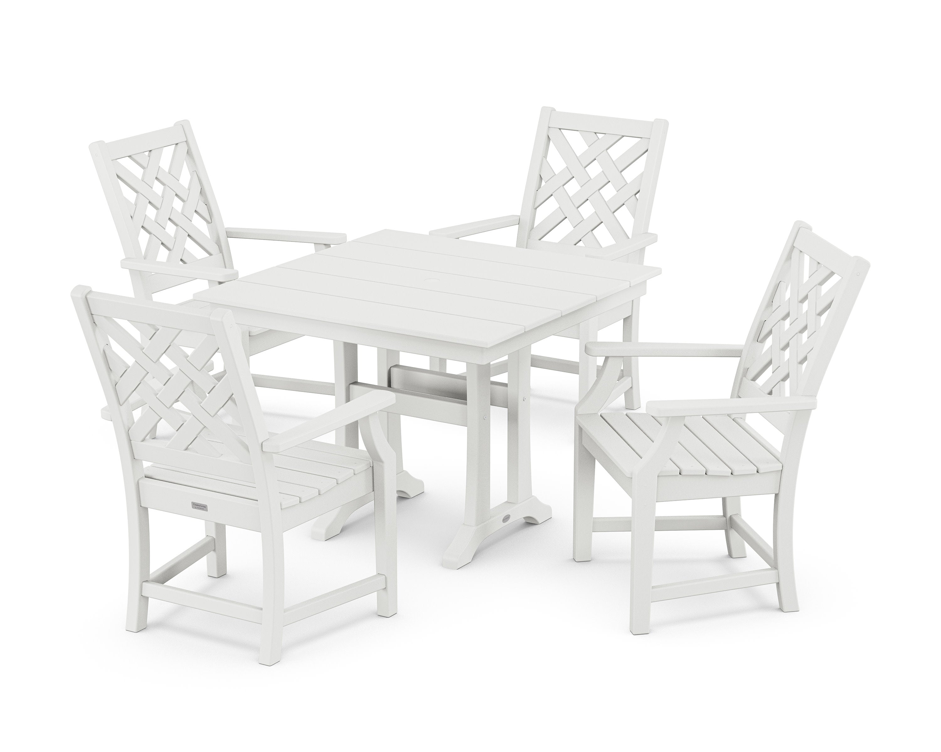 Wovendale 5-Piece Farmhouse Dining Set with Trestle Legs in White