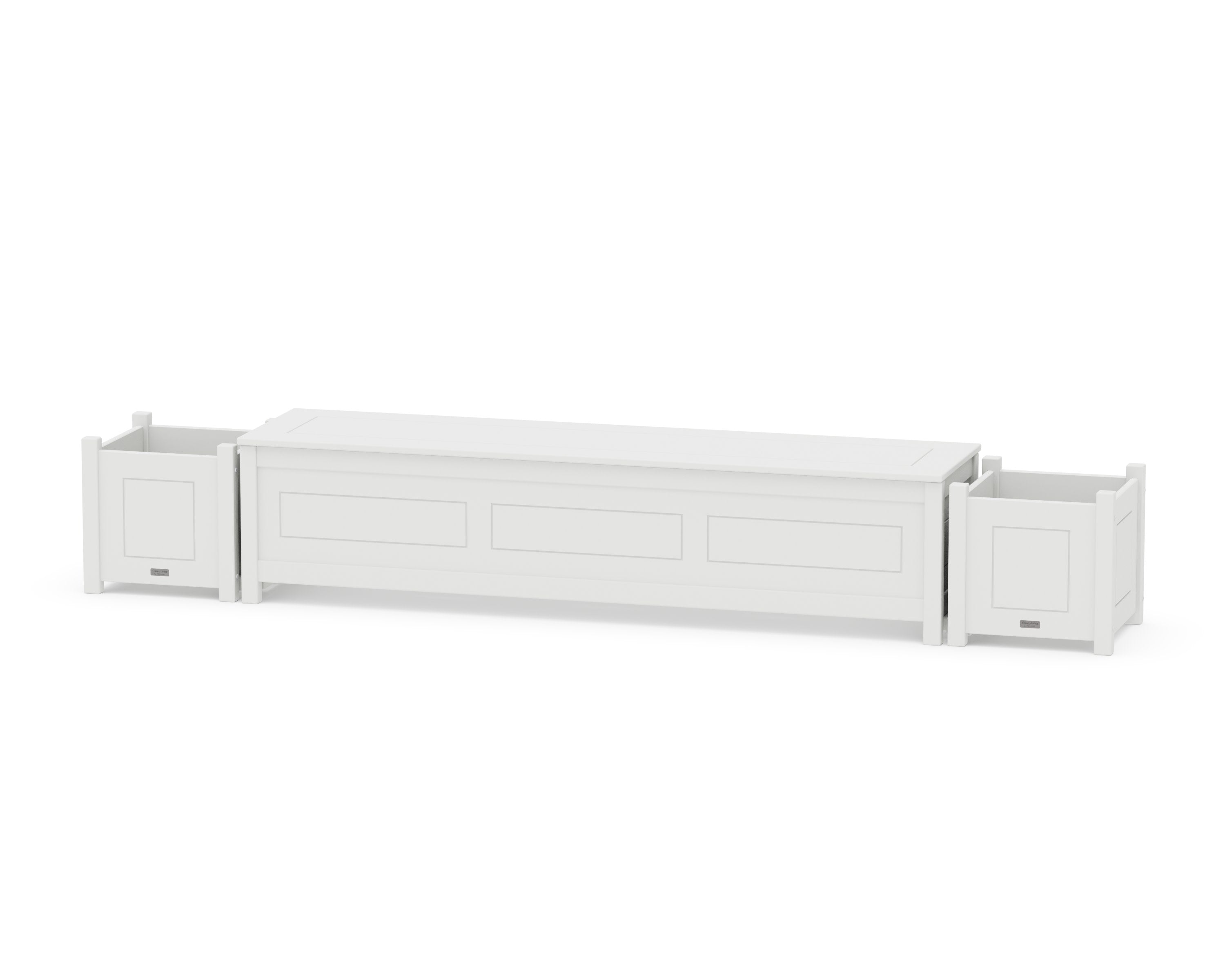72" Country Living Straight Planter Storage Bench Set in White