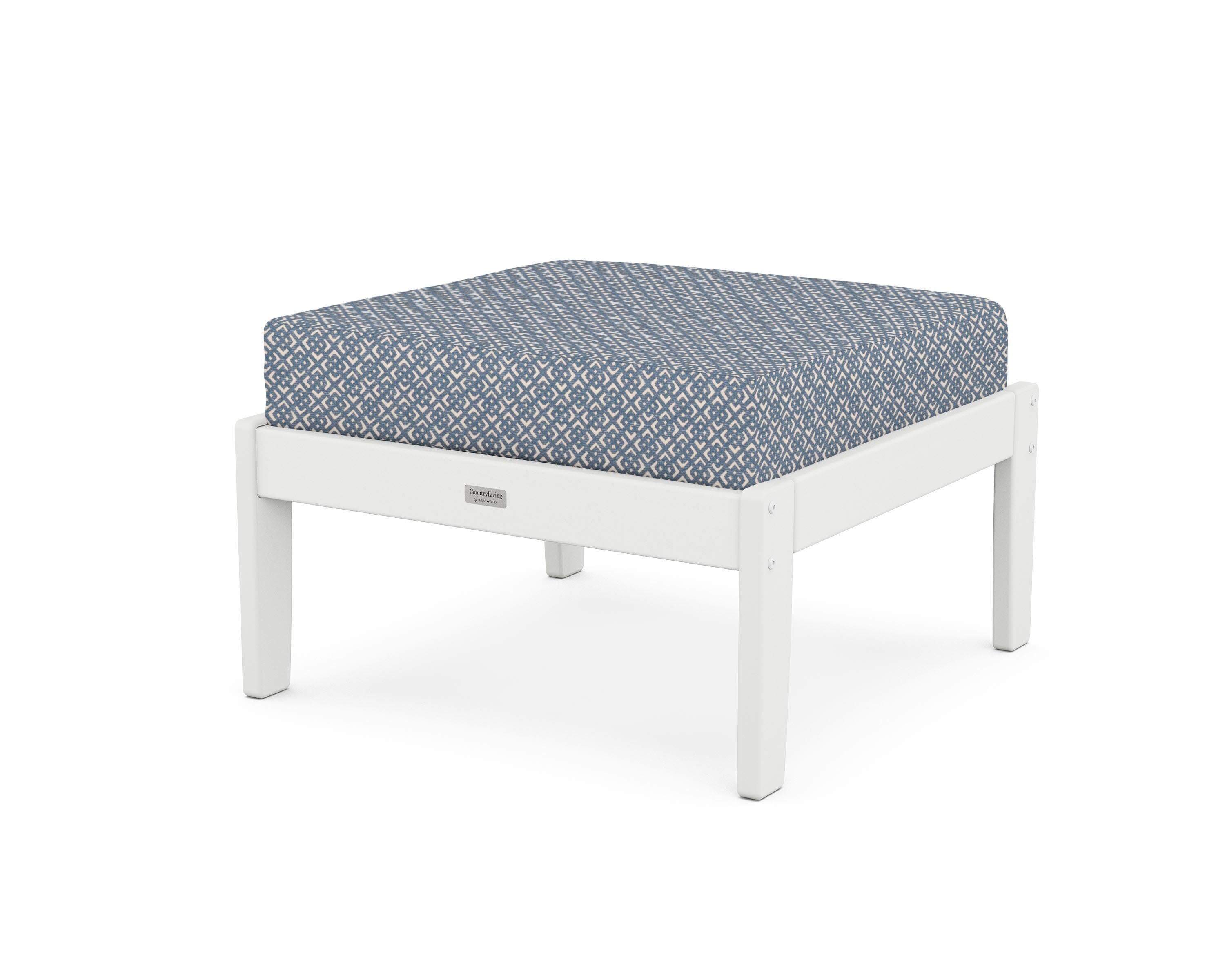 Cottage Deep Seating Ottoman in White / Hopscotch