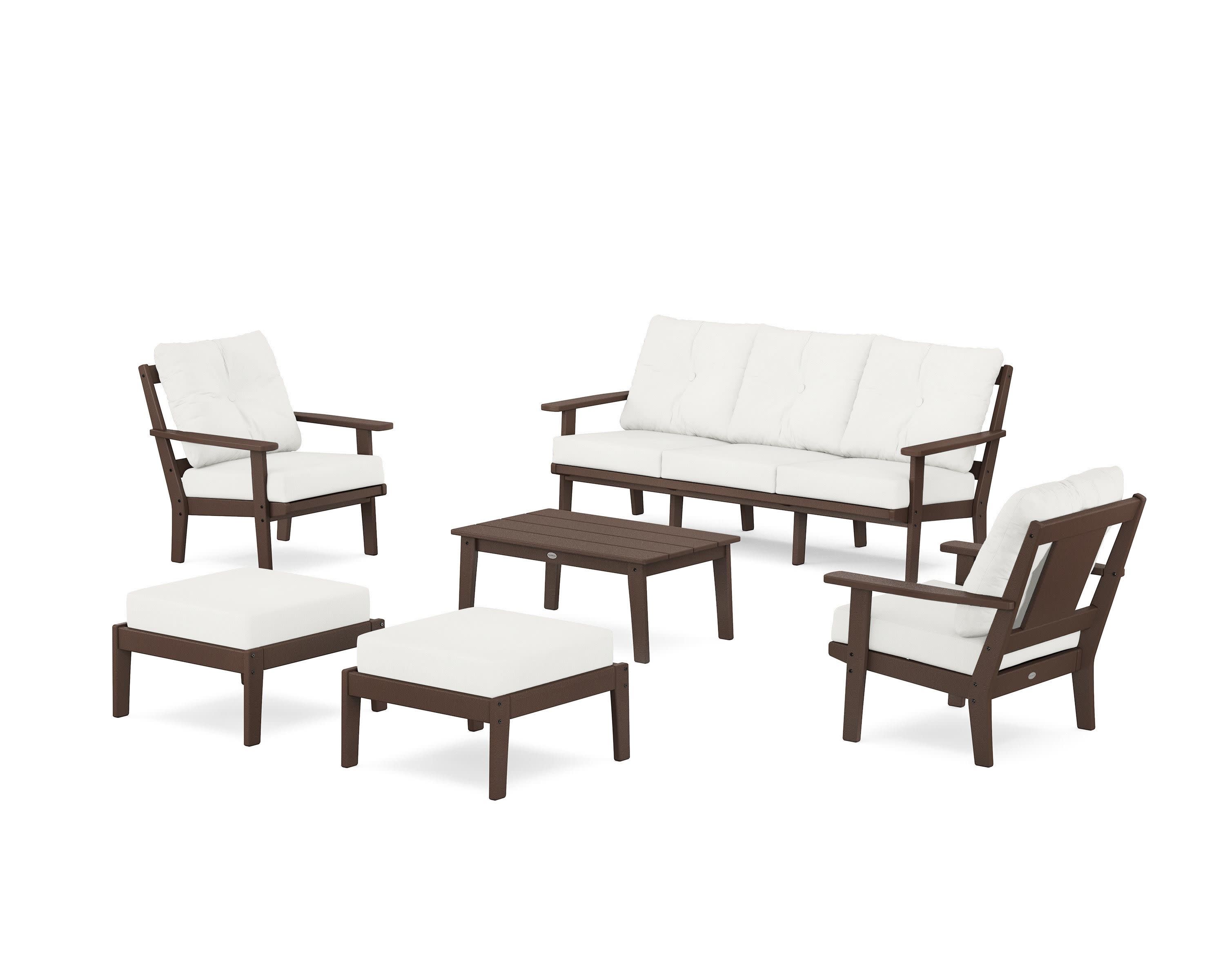 Prairie 6-Piece Lounge Sofa Set in Mahogany / Natural Linen
