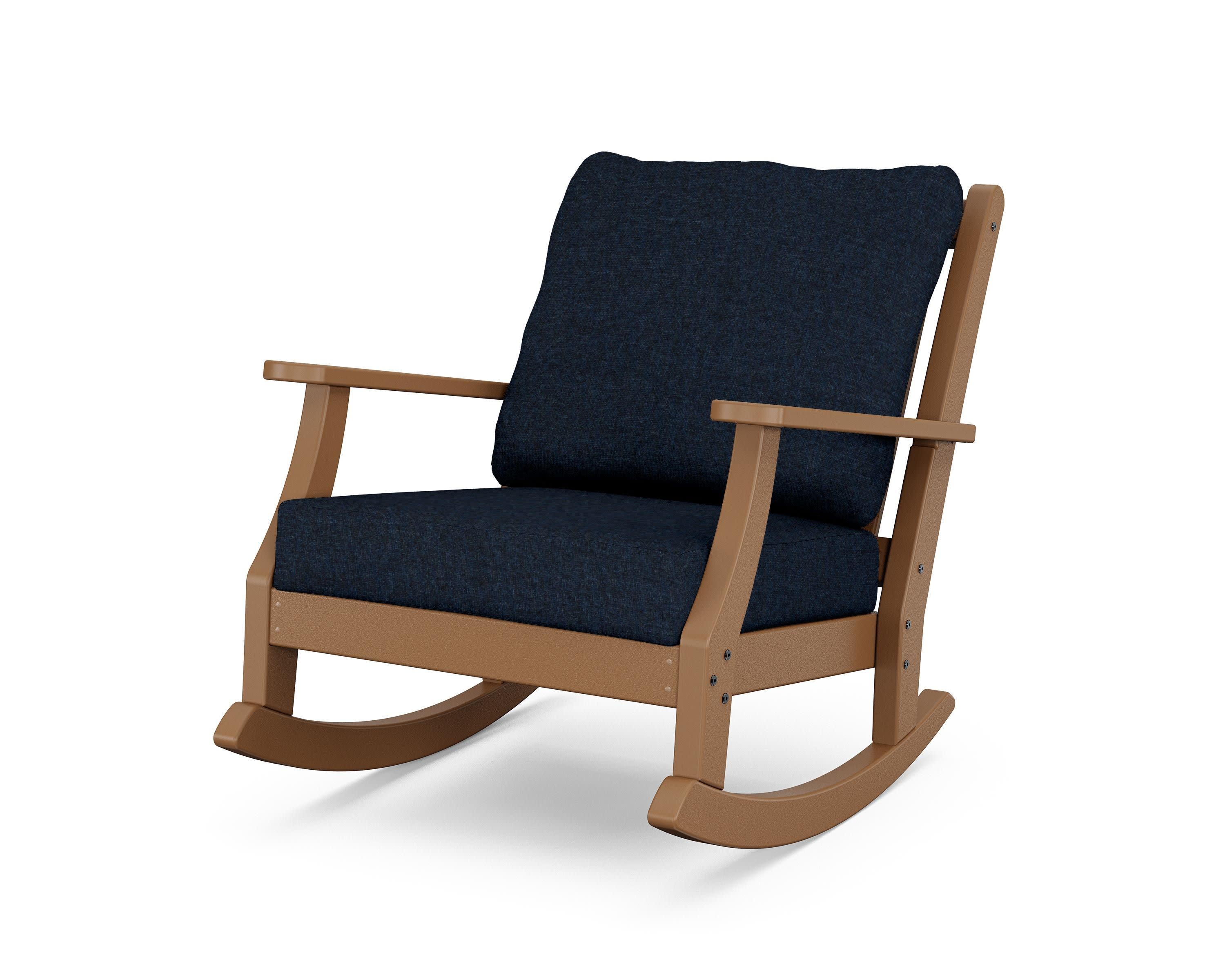 Wovendale Deep Seating Rocking Chair in Teak / Marine Indigo