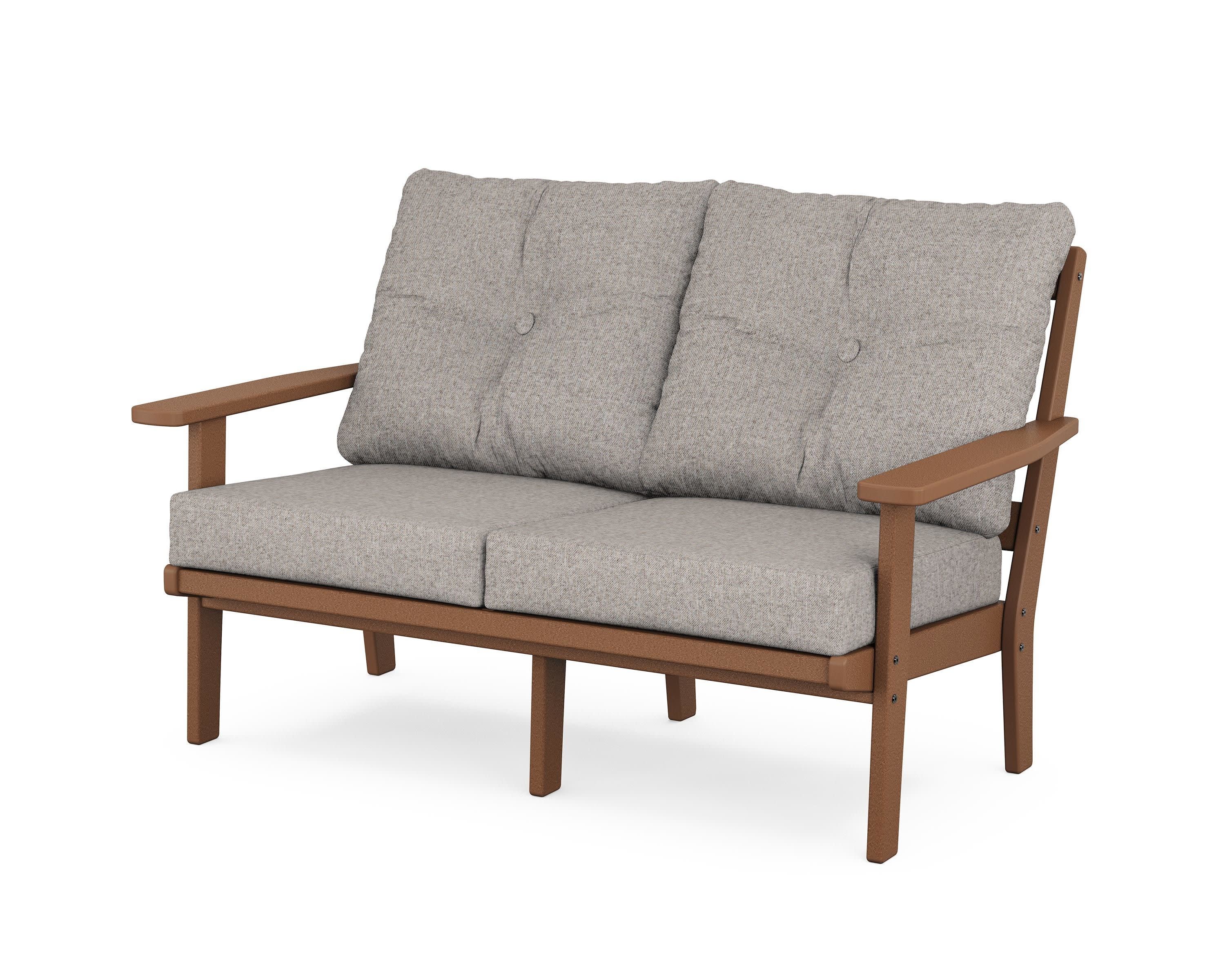 Prairie Deep SeatingLoveseat in Teak / Weathered Tweed
