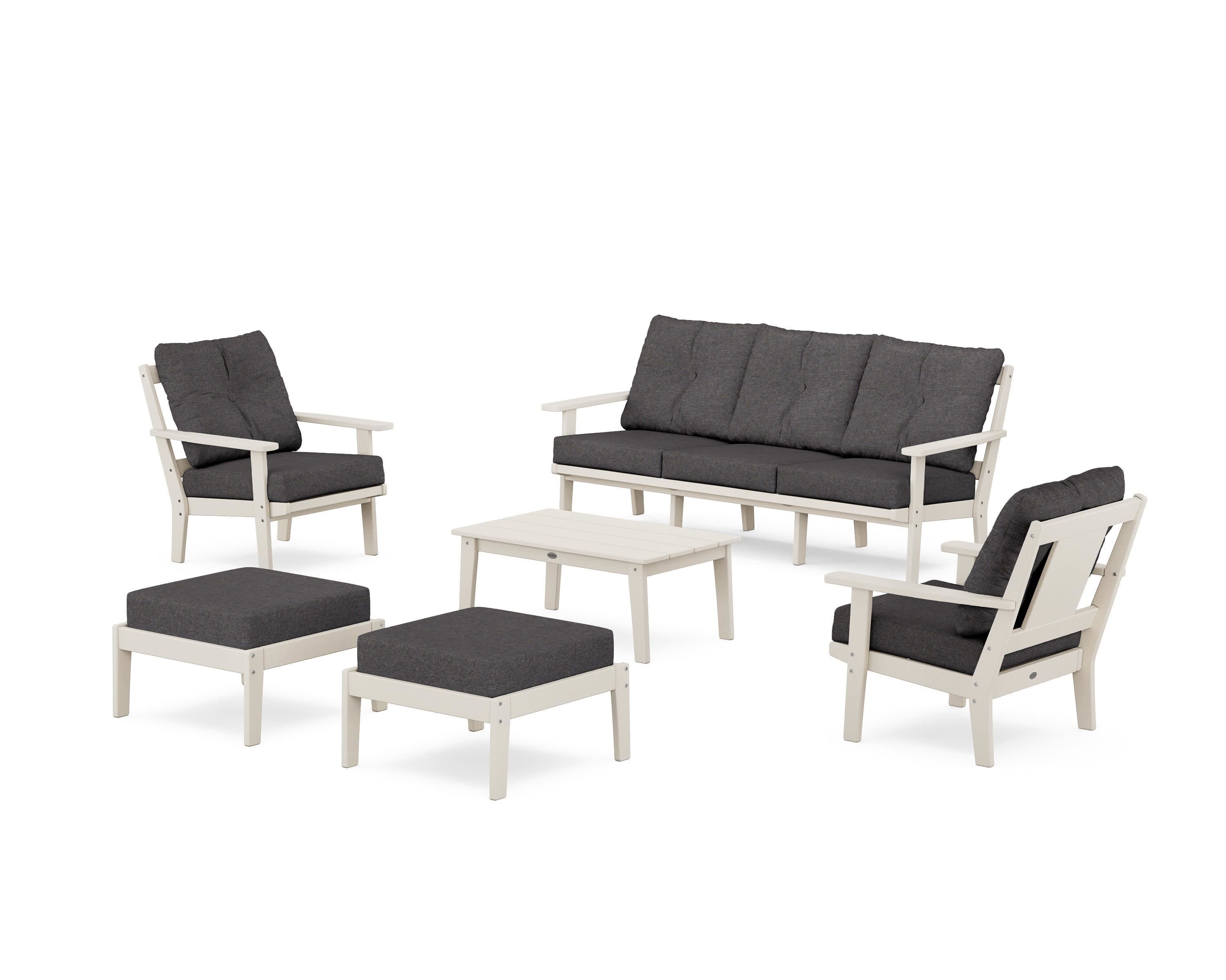 Prairie 6-Piece Lounge Sofa Set in Sand / Ash Charcoal