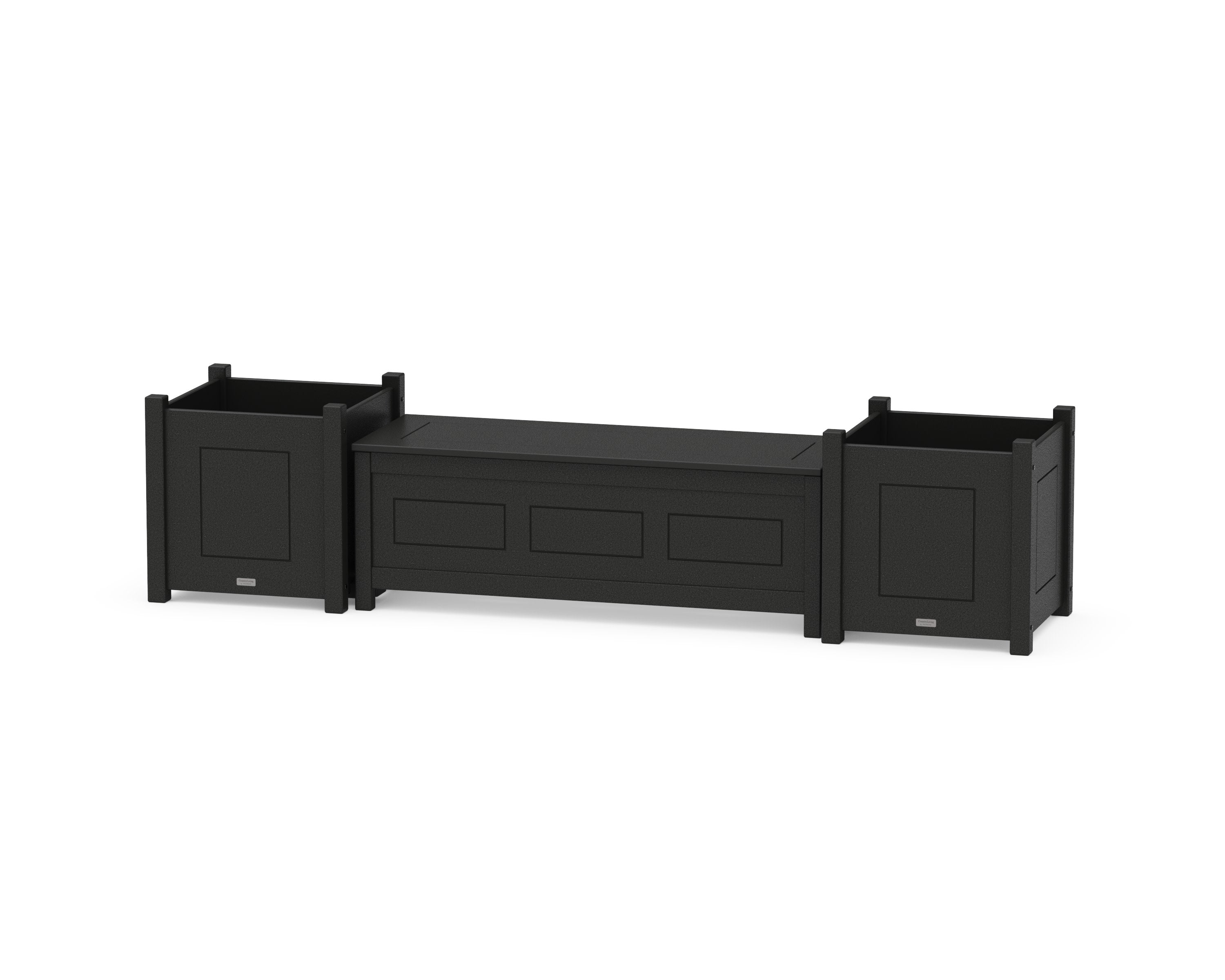 48" Country Living Straight Planter Storage Bench Set- Large in Black
