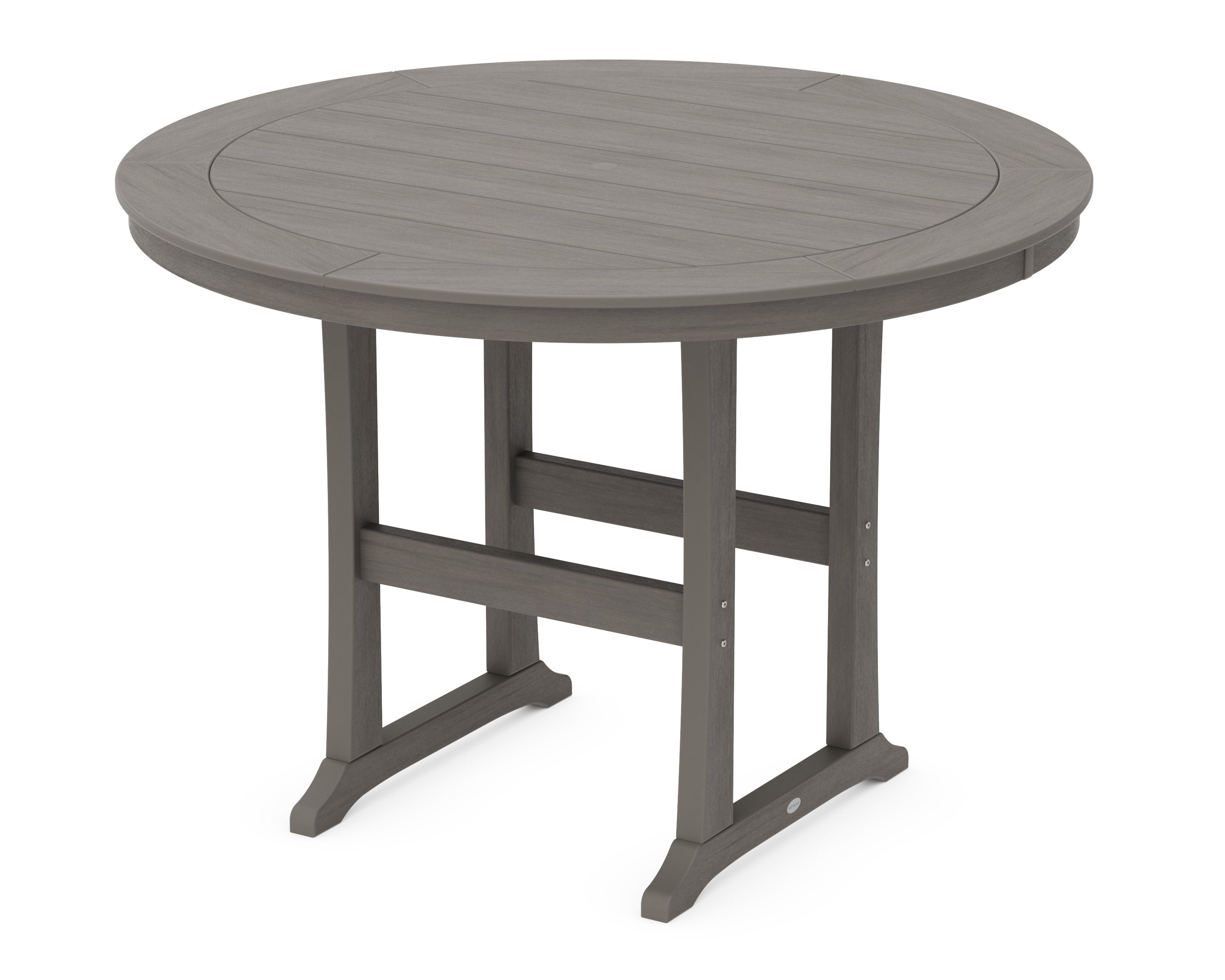 Nautical Trestle 60" Round Bar Table in Driftwood