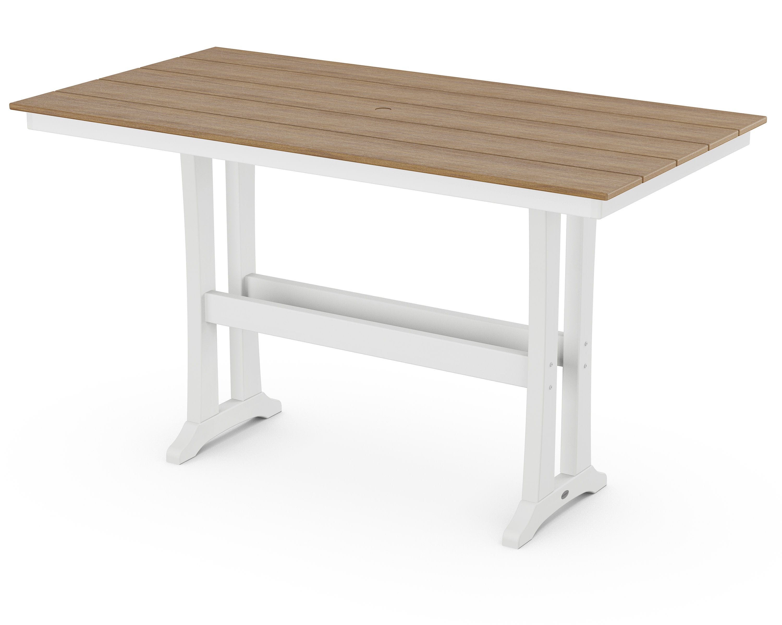 Farmhouse Trestle 37" x 72" Bar Table in White / Natural