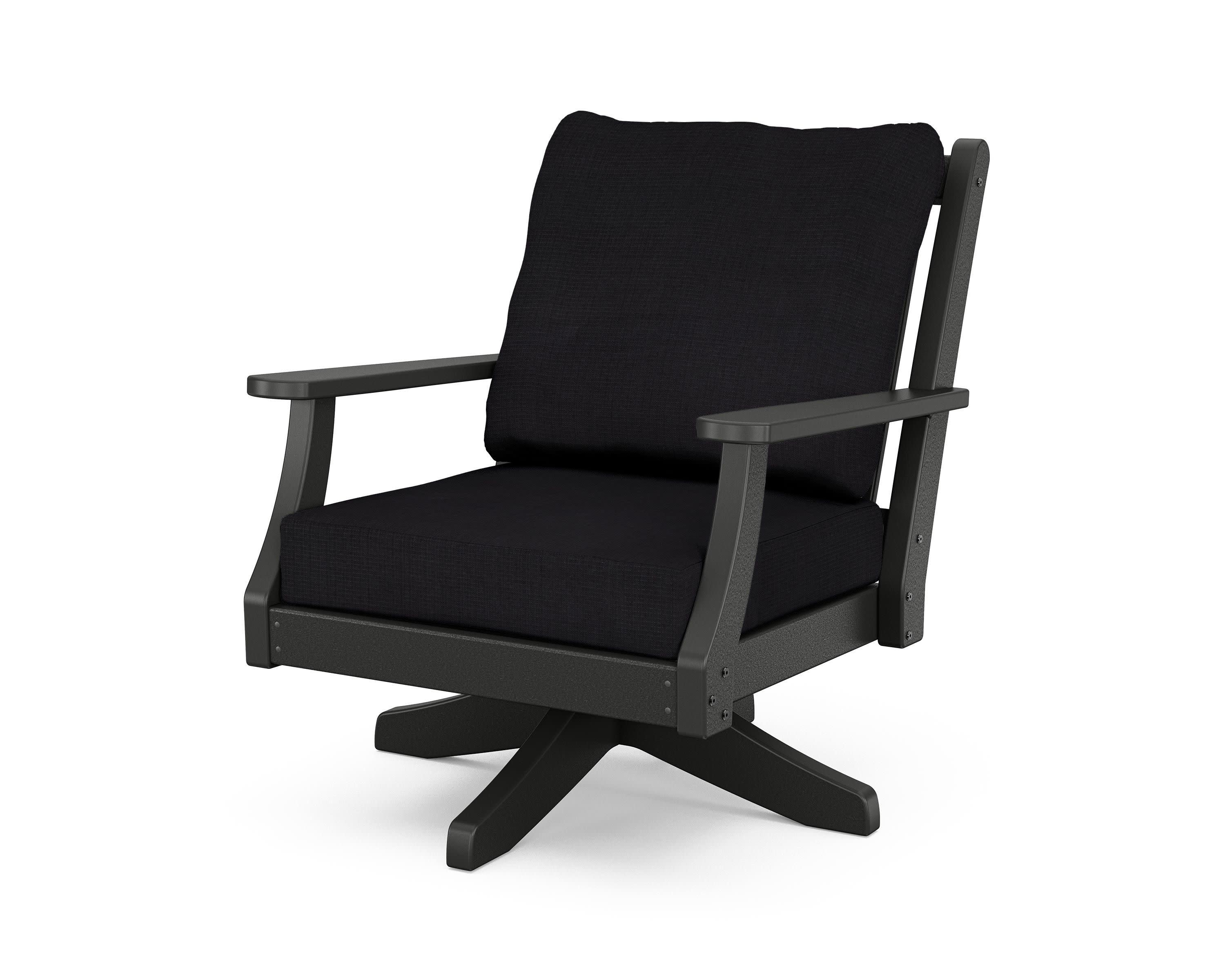 Wovendale Deep Seating Swivel Chair in Black / Midnight Linen