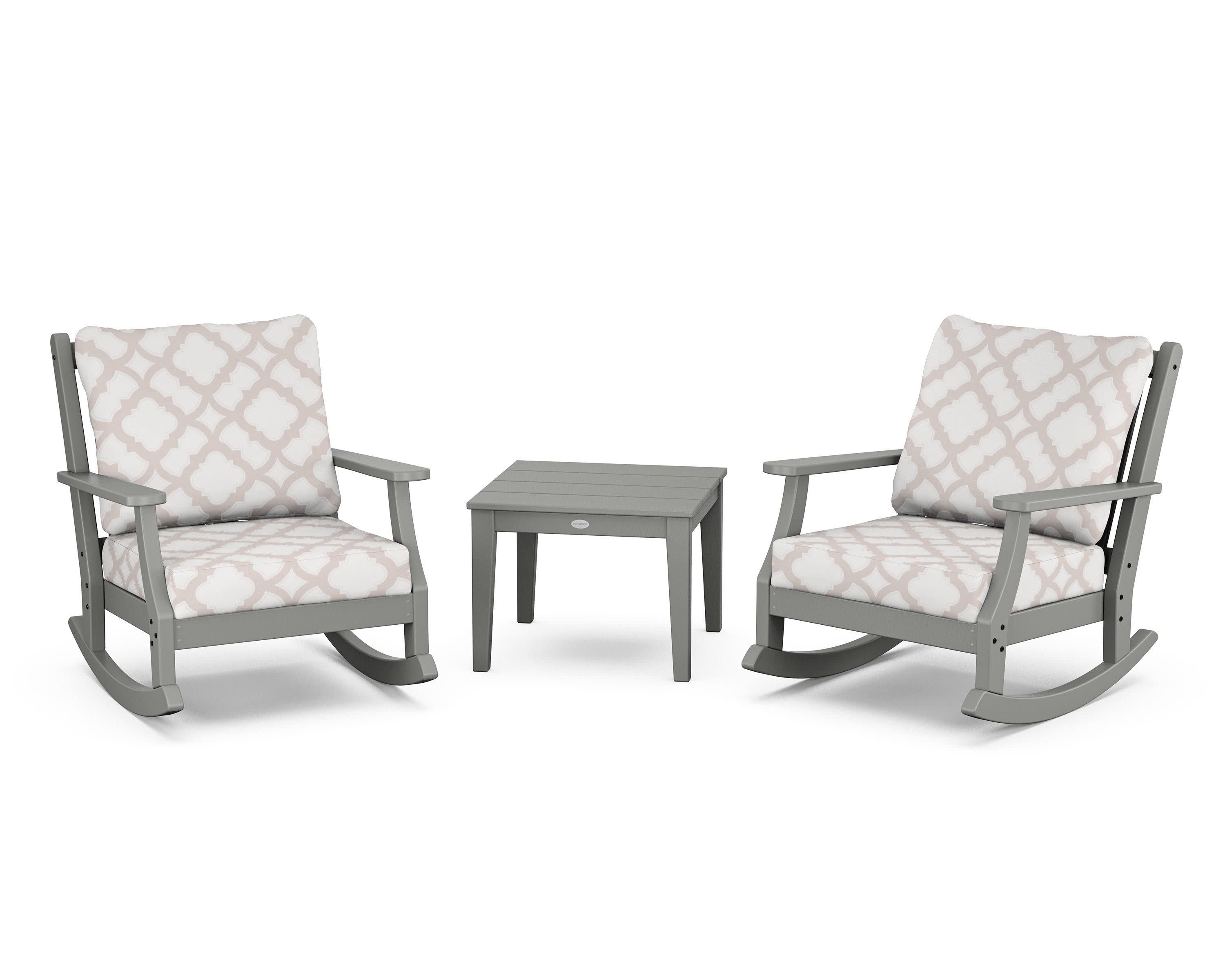 Wovendale 3-Piece Deep Seating Rocker Set in Slate Grey / Trellis Dune Burlap