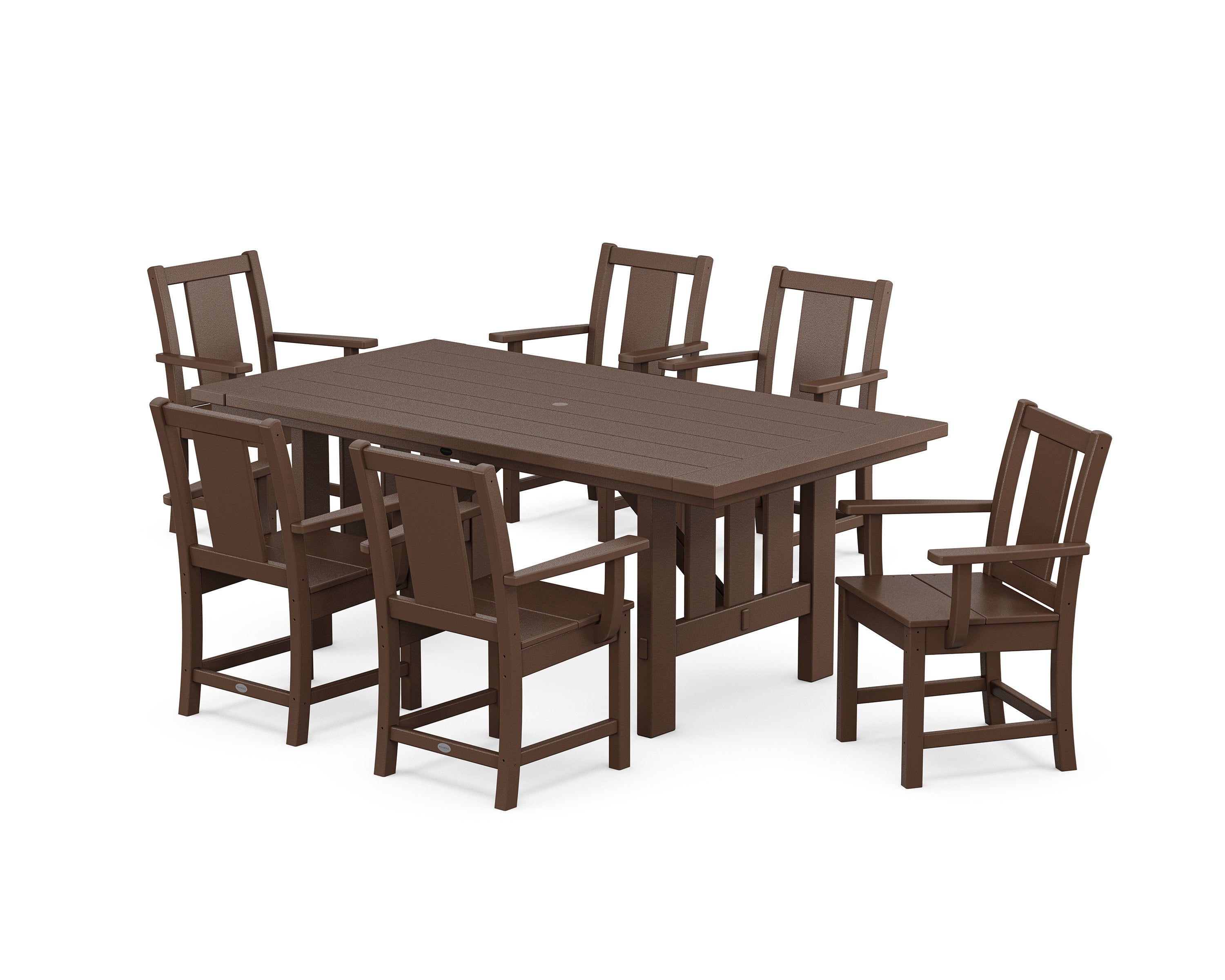 Prairie Arm Chair 7-Piece Mission Dining Set in Mahogany