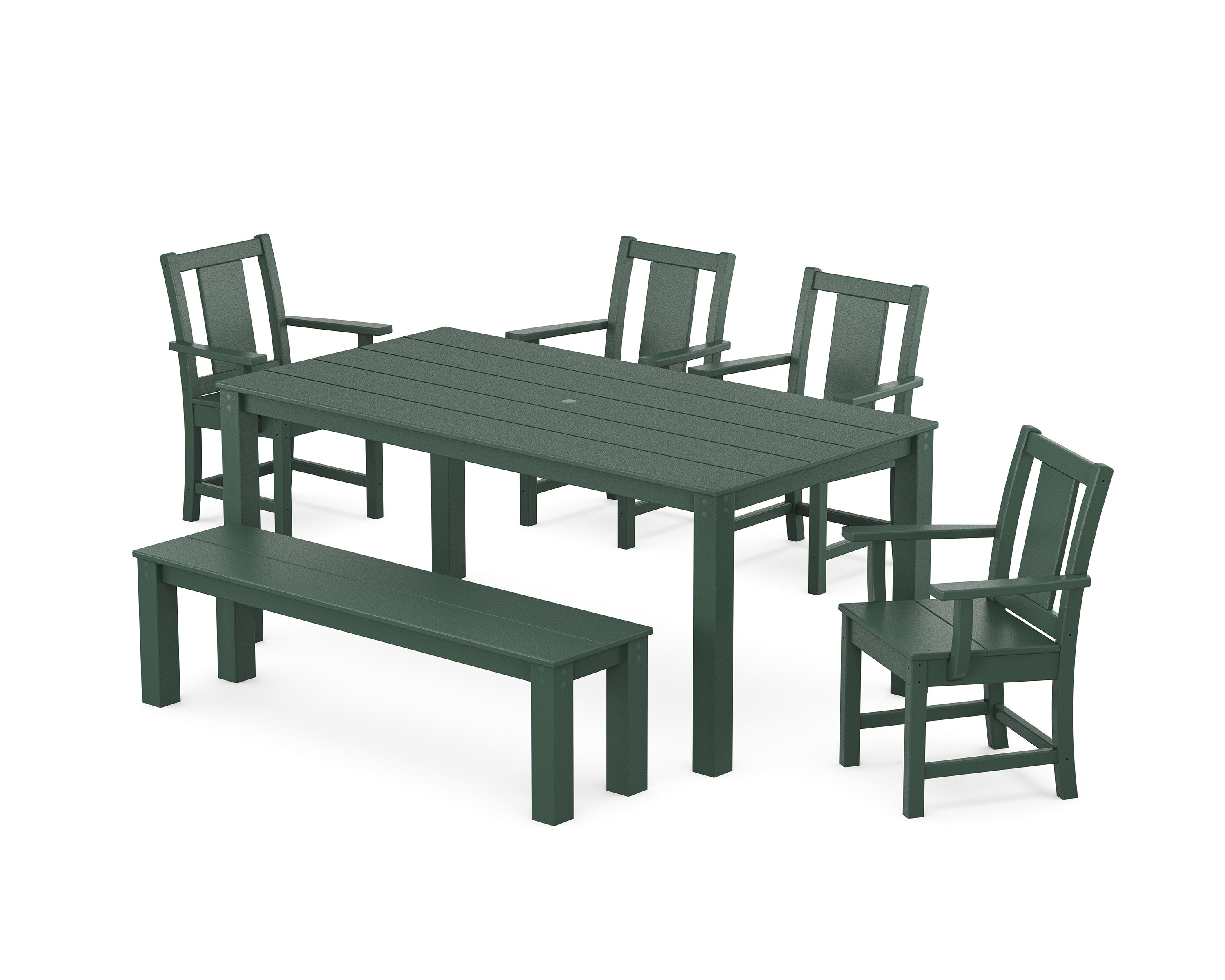 Prairie 6-Piece Parsons Dining Set with Bench in Green