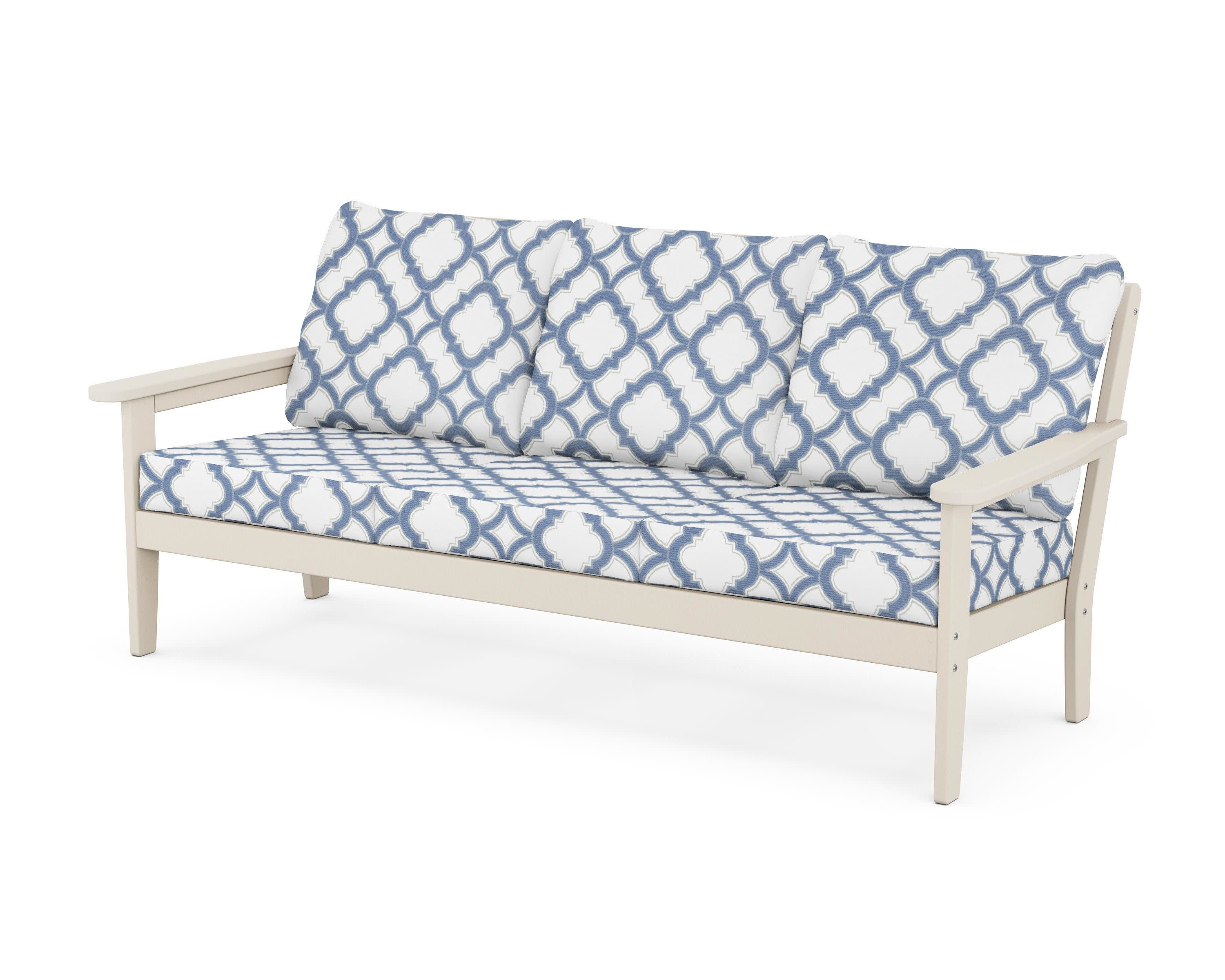 Cottage Deep Seating Sofa in Sand / Trellis Sky Blue