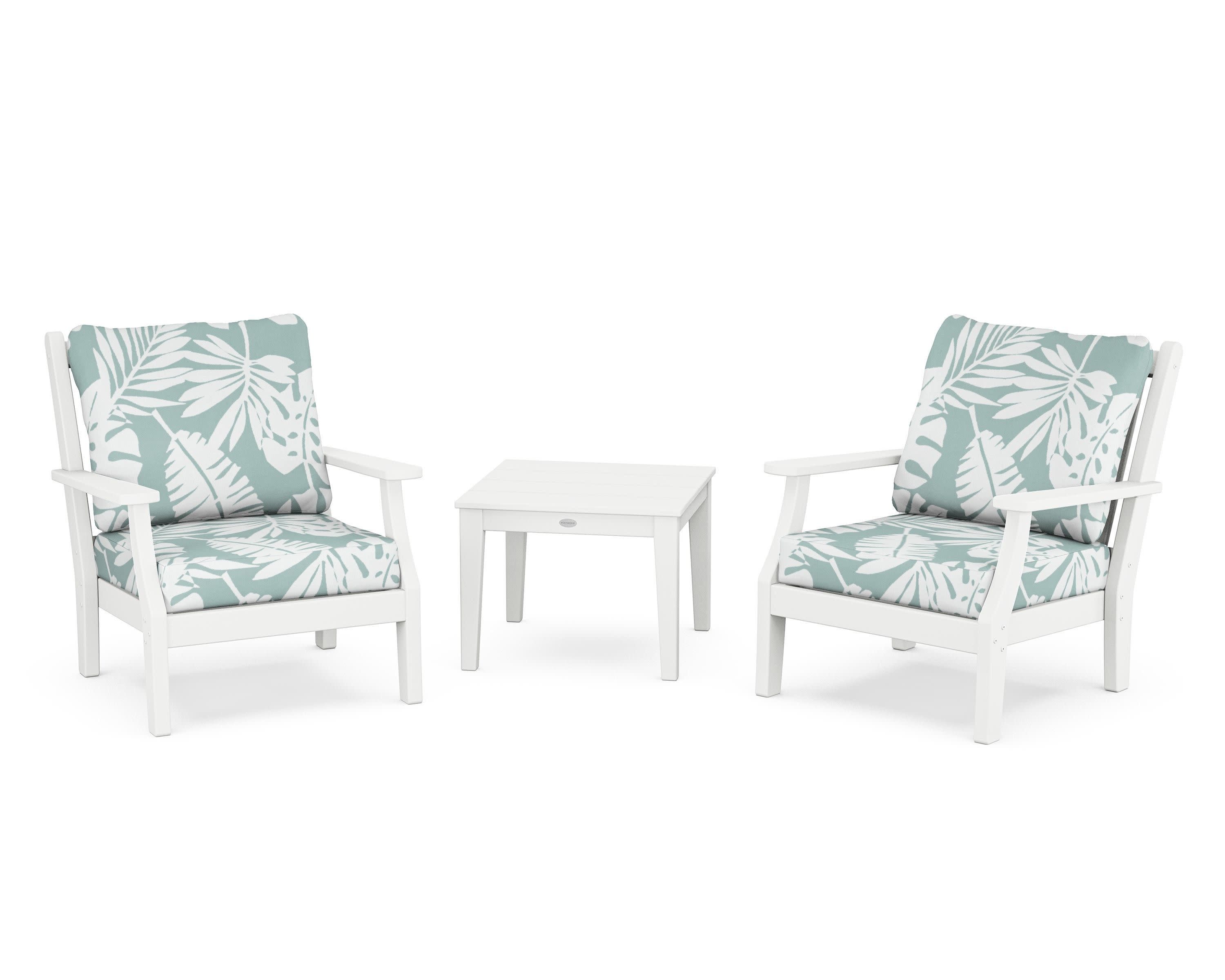 Wovendale 3-Piece Deep Seating Set in White / Leaf Glacier Spa