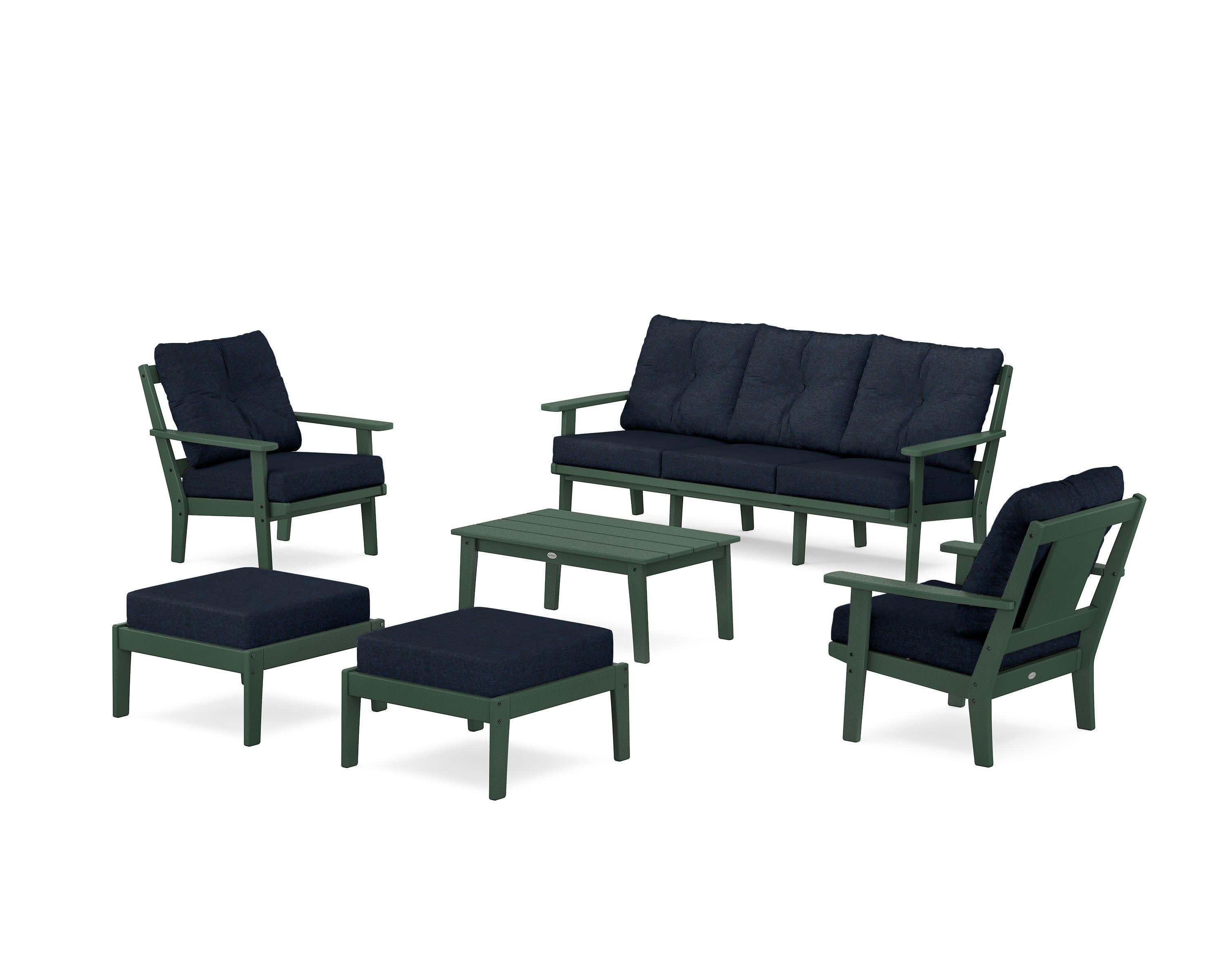 Prairie 6-Piece Lounge Sofa Set in Green / Marine Indigo