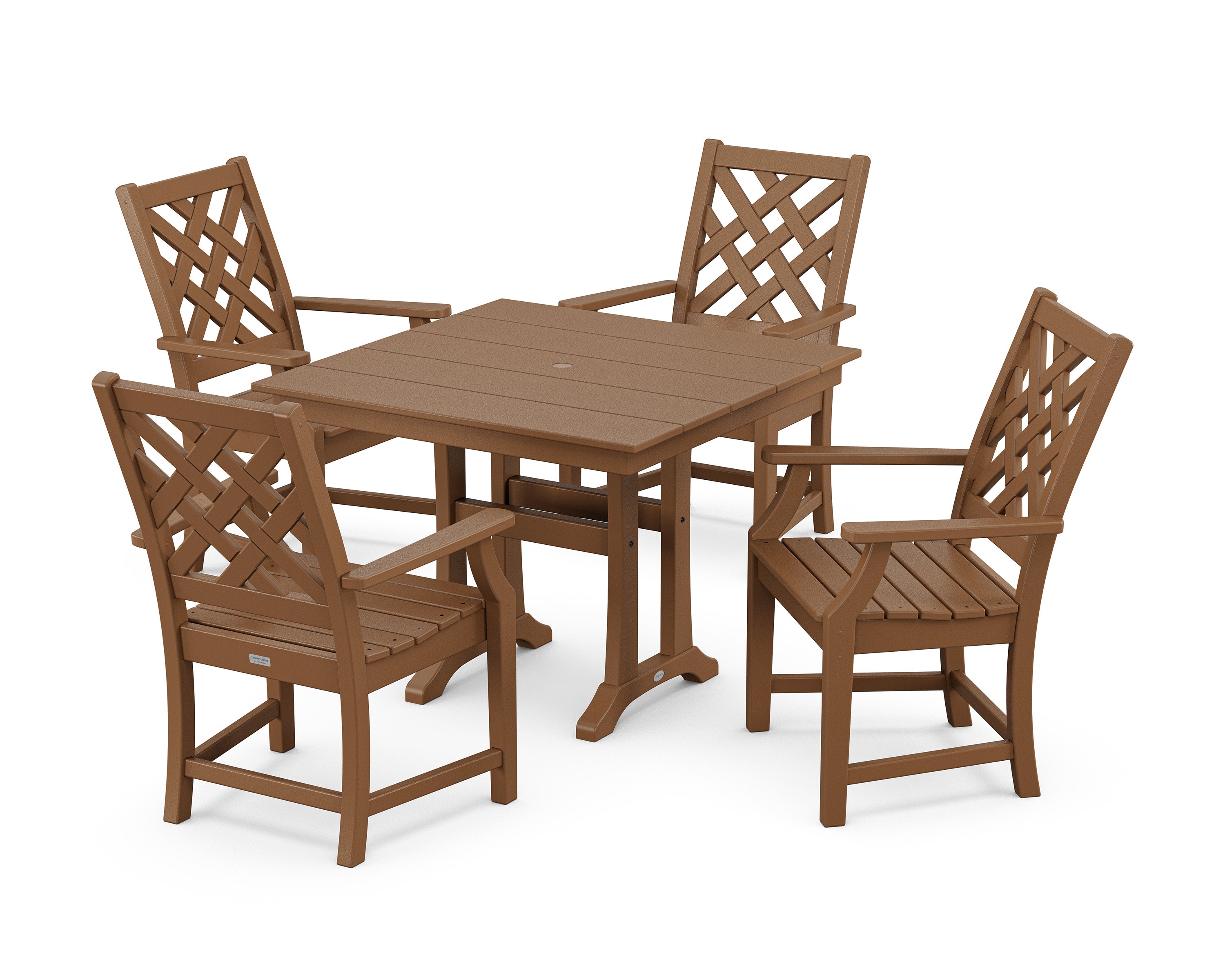 Wovendale 5-Piece Farmhouse Dining Set with Trestle Legs in Teak