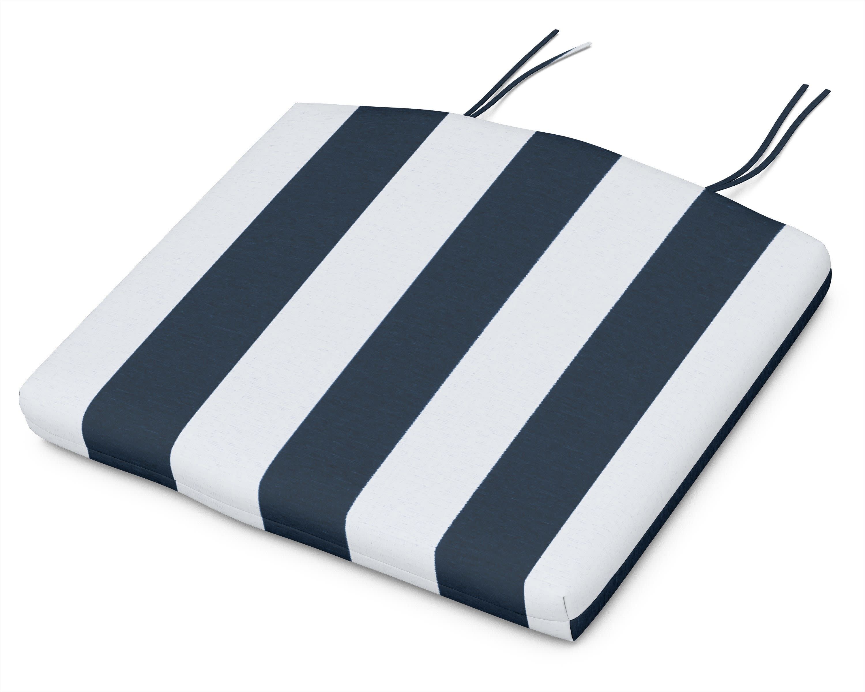 Standard Seat Cushion 18"D x 22"W x 2.5"H in Cabana Stripe Marine Indigo