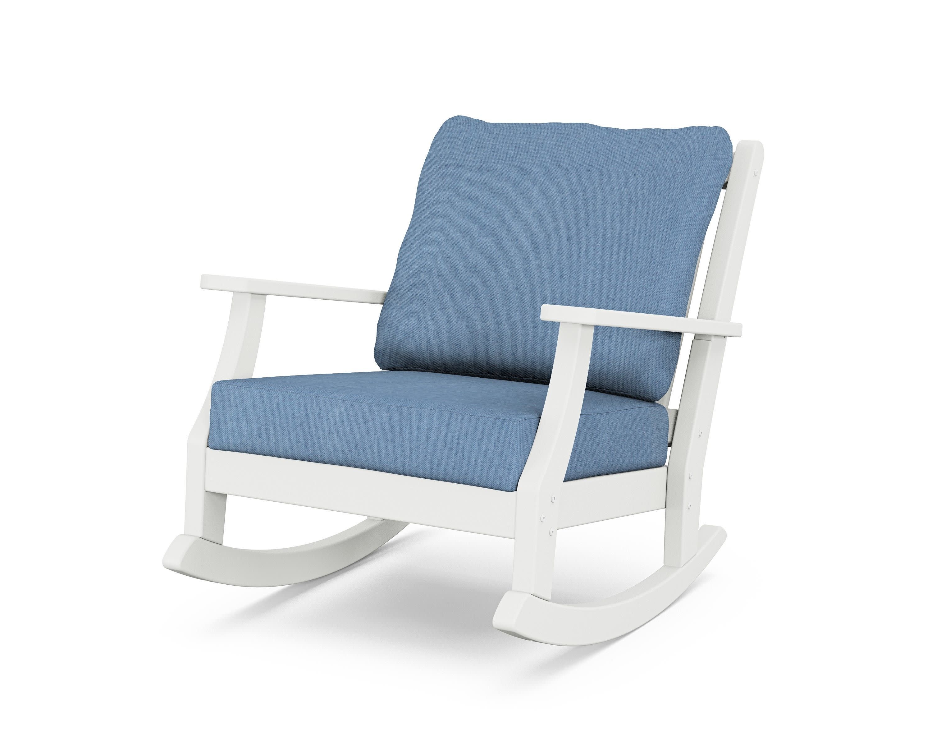 Wovendale Deep Seating Rocking Chair in White / Sky Blue