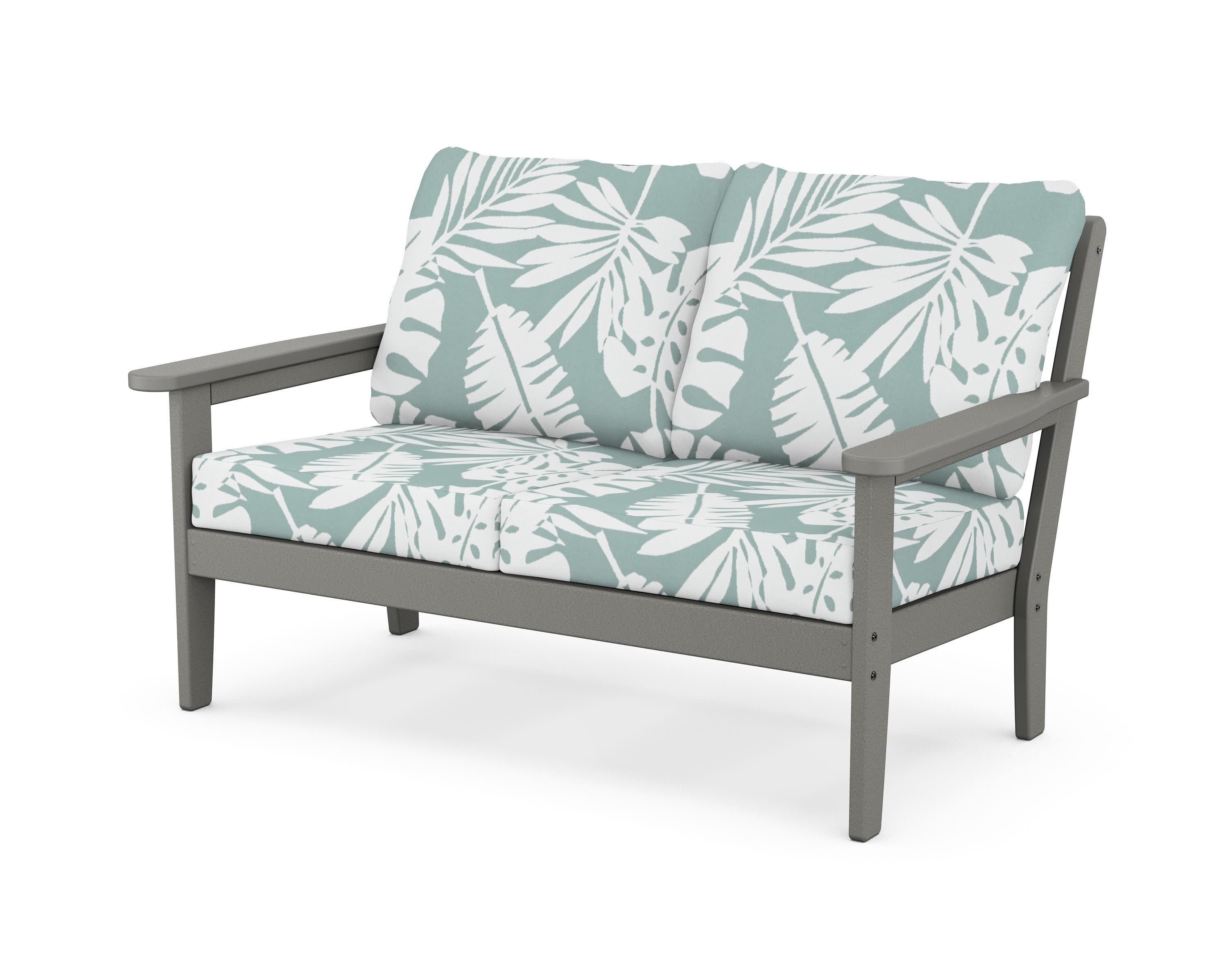 Cottage Deep Seating Loveseat in Slate Grey / Leaf Glacier Spa