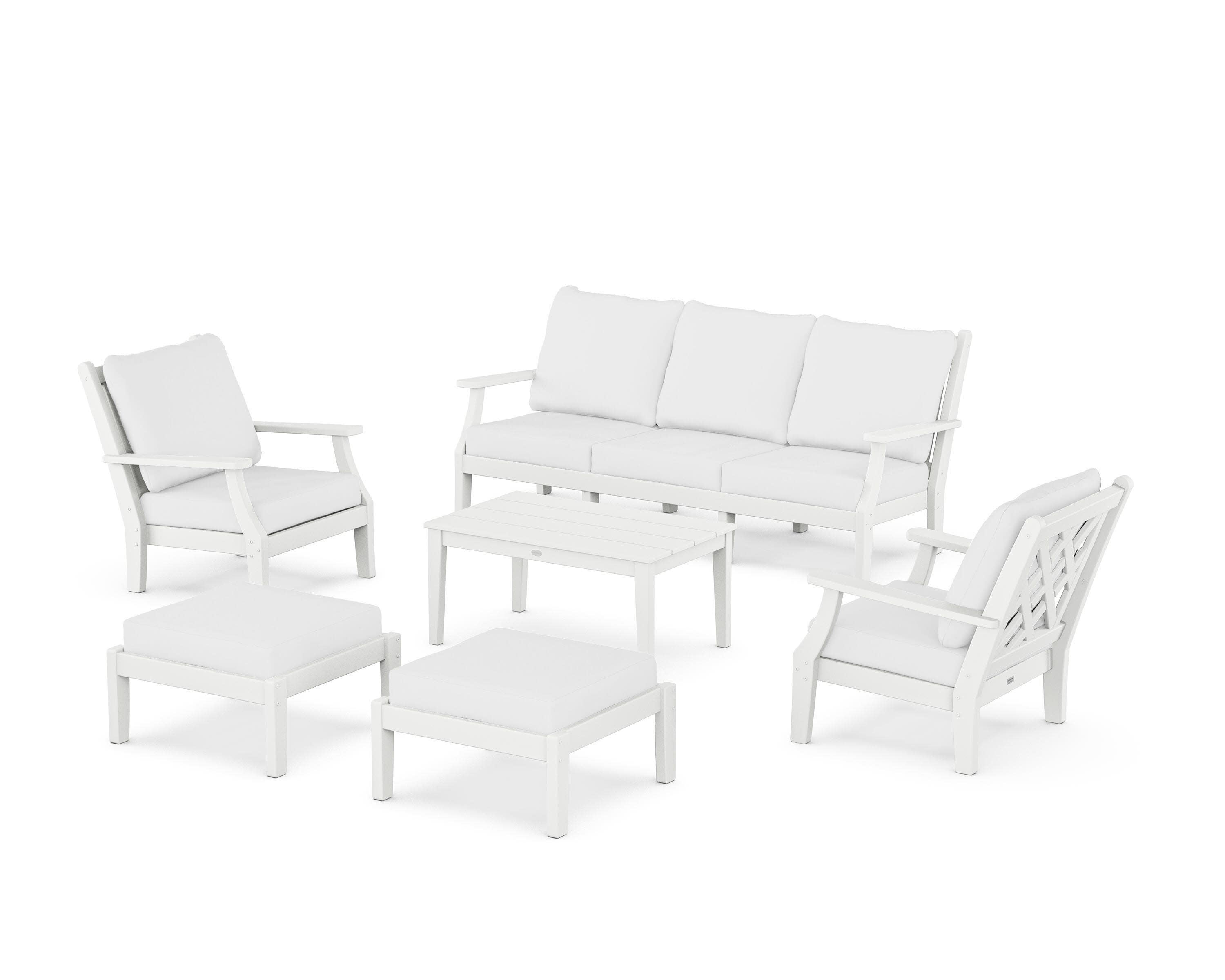 Wovendale 6-Piece Lounge Sofa Set in White / Natural