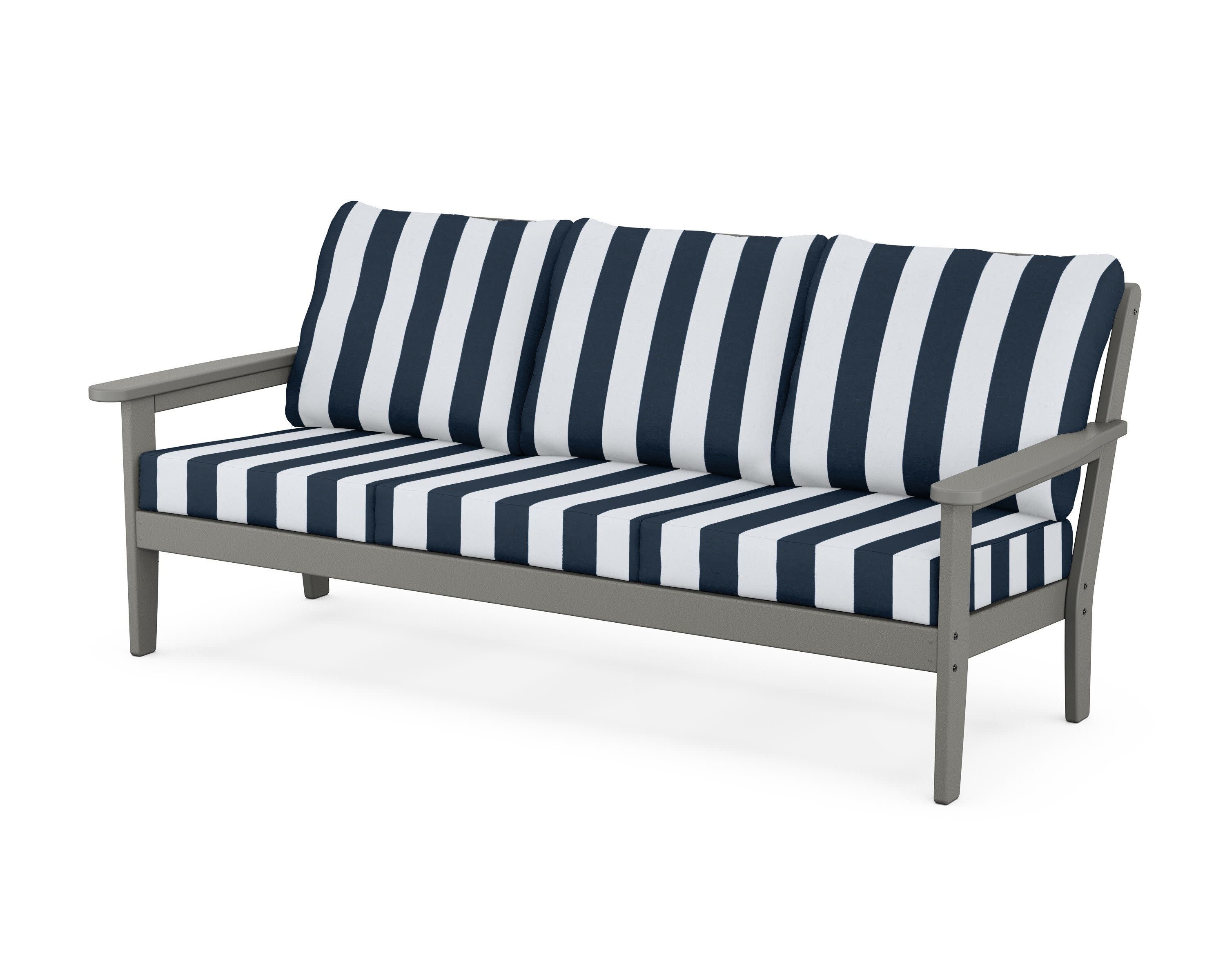 Cottage Deep Seating Sofa in Slate Grey / Cabana Stripe Marine Indigo