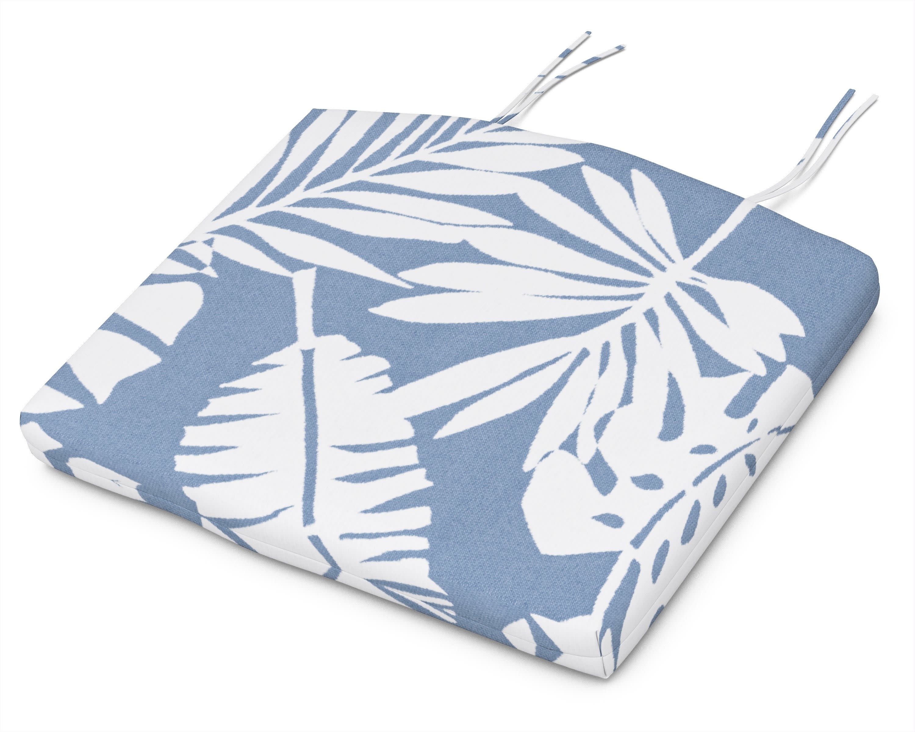 Standard Seat Cushion 18"D x 22"W x 2.5"H in Leaf Sky Blue
